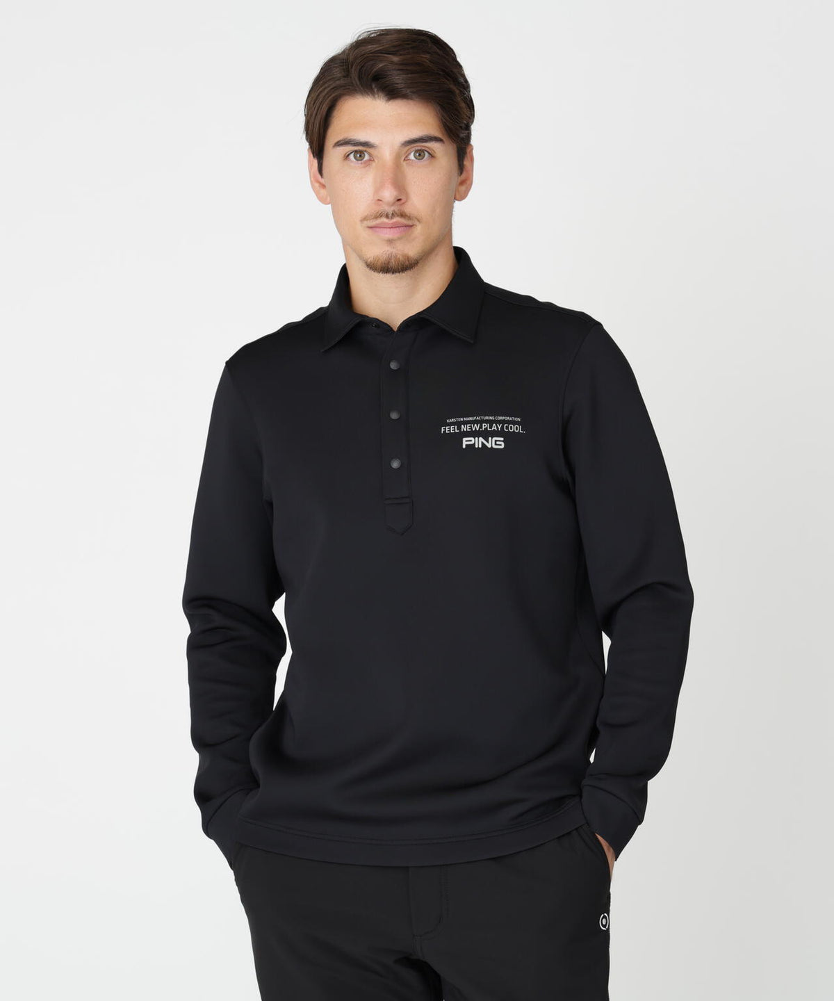 [PING APPAREL] 裏メッシュダンボール長袖ポロシャツ (MENS)