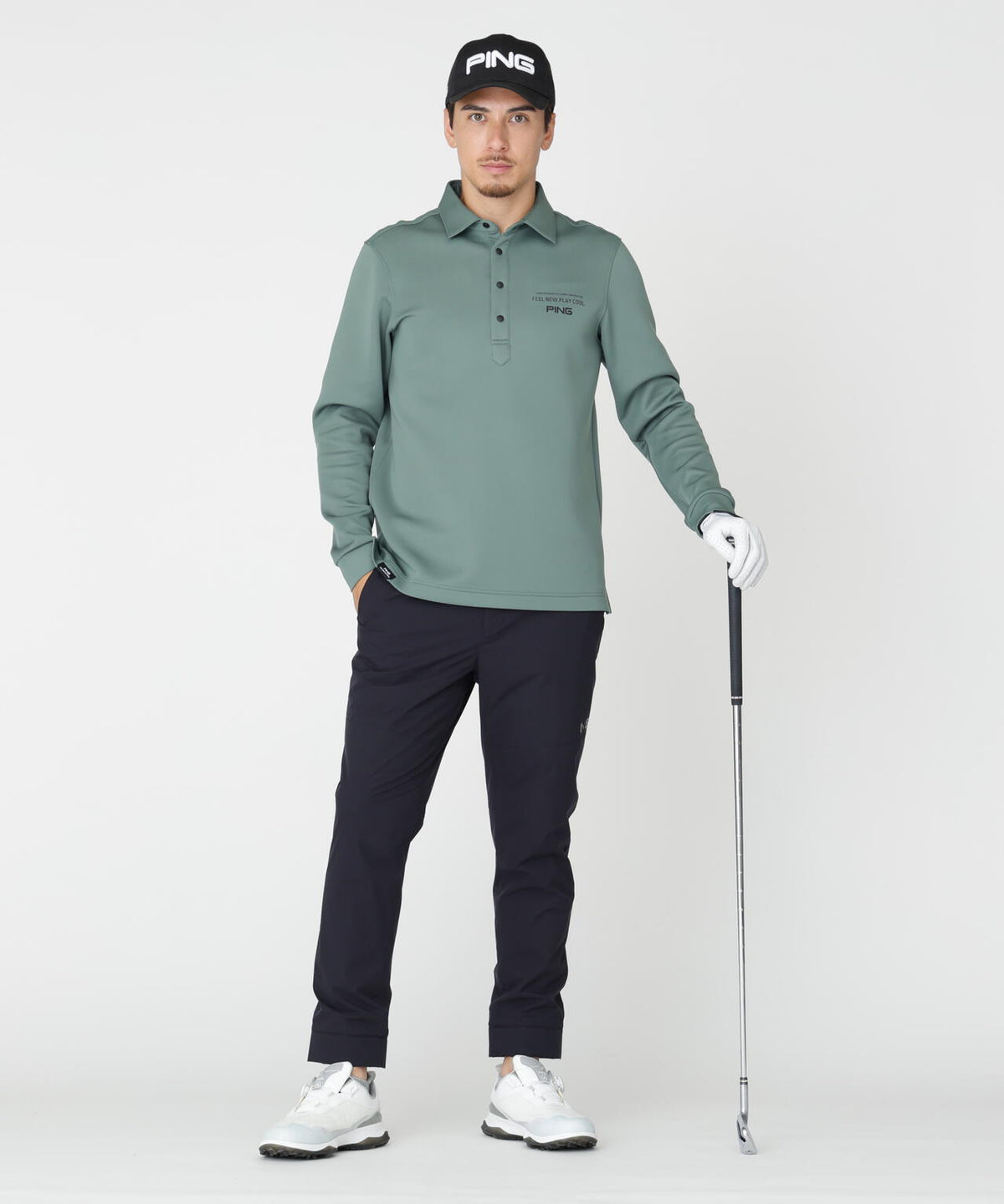 [PING APPAREL] 裏メッシュダンボール長袖ポロシャツ (MENS)
