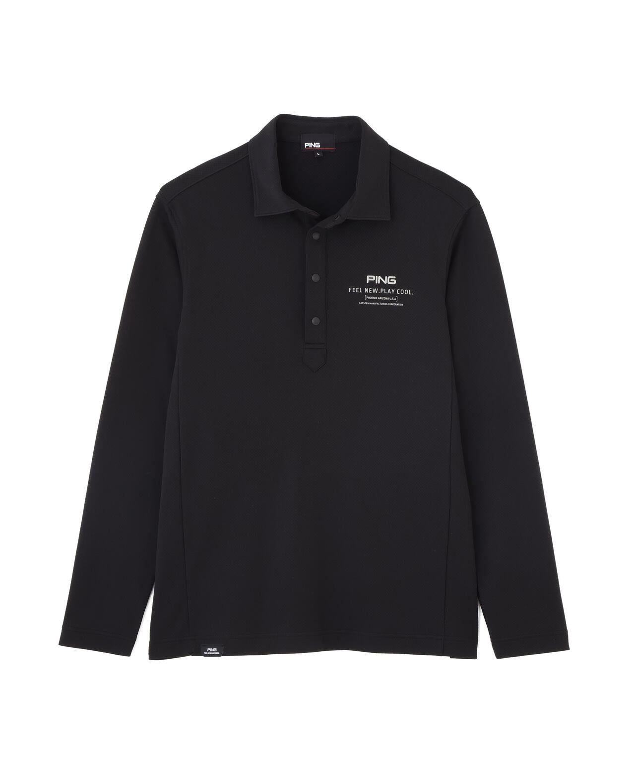 PING APPAREL】格子リバーススクラムテック長袖ポロシャツ (MENS