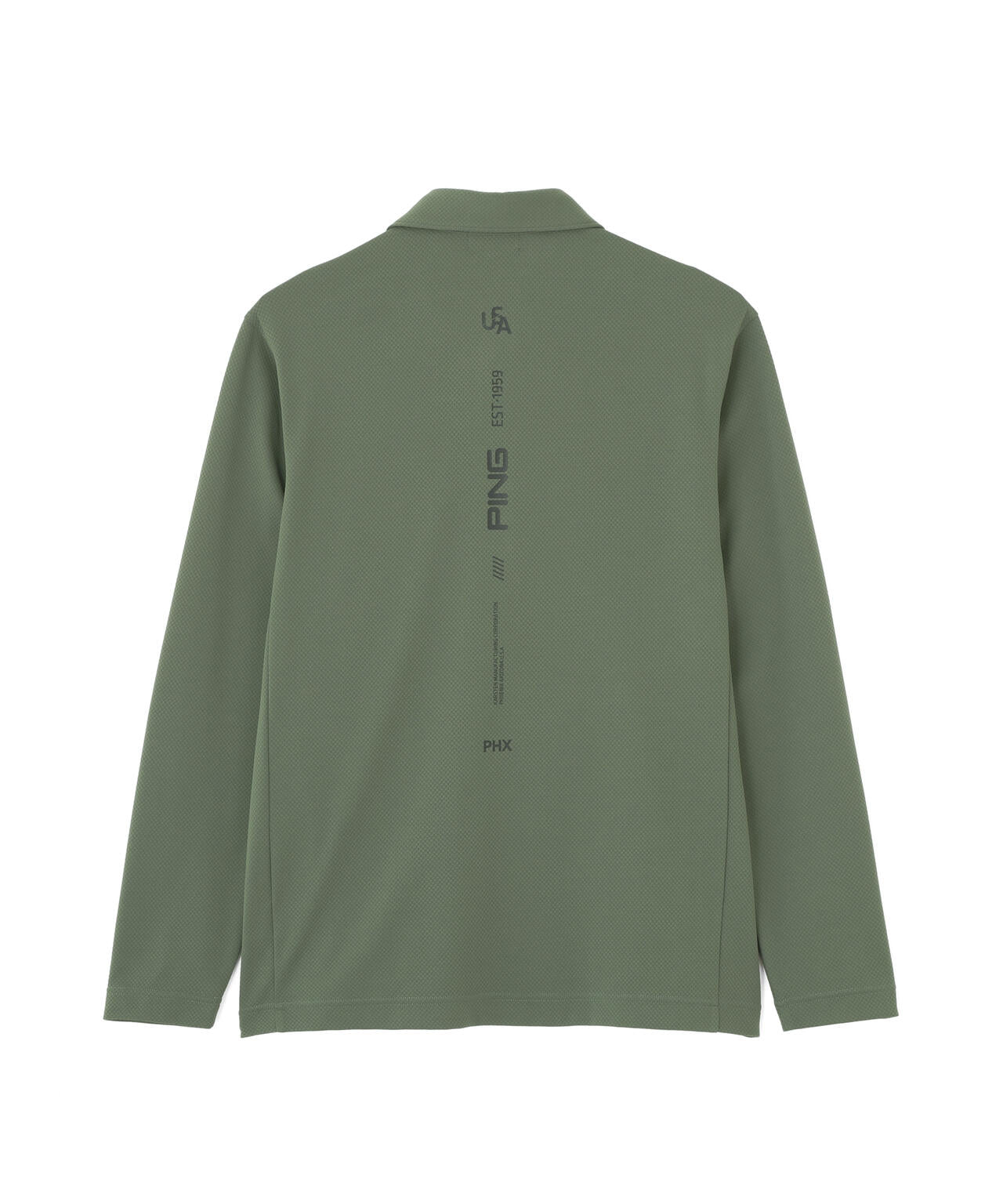 PING APPAREL】格子リバーススクラムテック長袖ポロシャツ (MENS