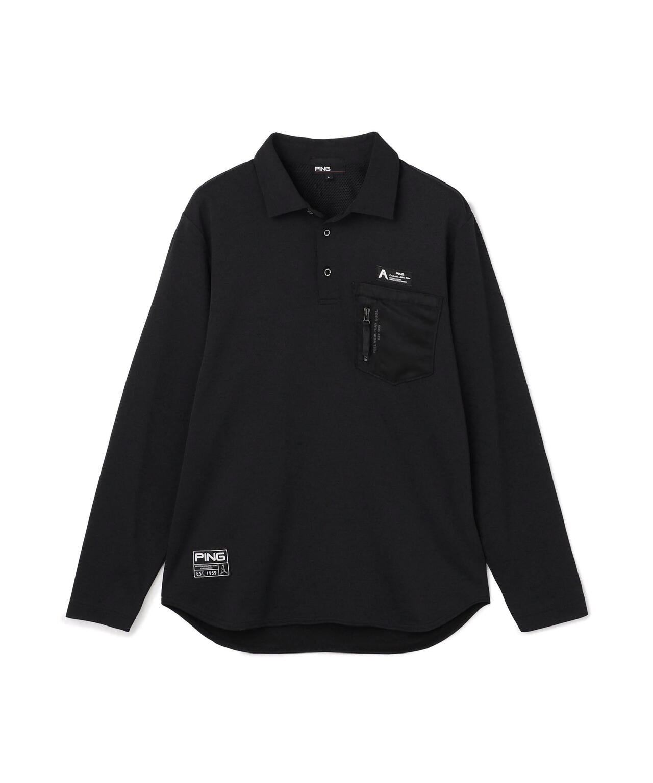 【美品・2024SS】Urig ウーリッヒ　メッシュ 長袖 T-シャツ【２】 PING APPAREL] メッシュリバーニット長袖ポロシャツ ＜GOLD＞ (MENS