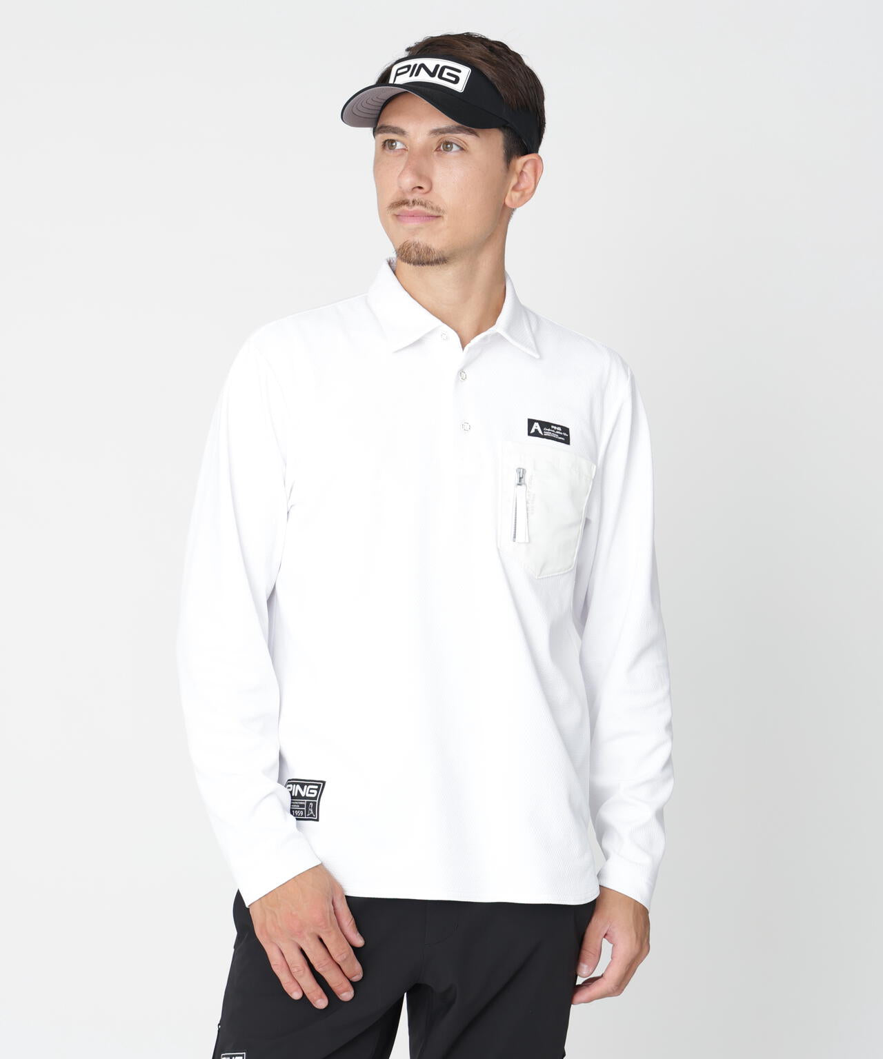 PING APPAREL] メッシュリバーニット長袖ポロシャツ ＜GOLD＞ (MENS
