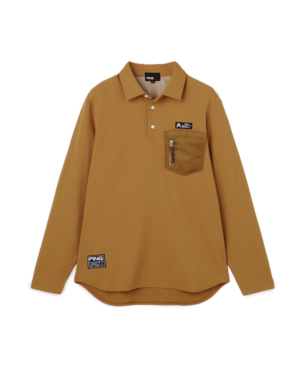 PING APPAREL] メッシュリバーニット長袖ポロシャツ ＜GOLD＞ (MENS