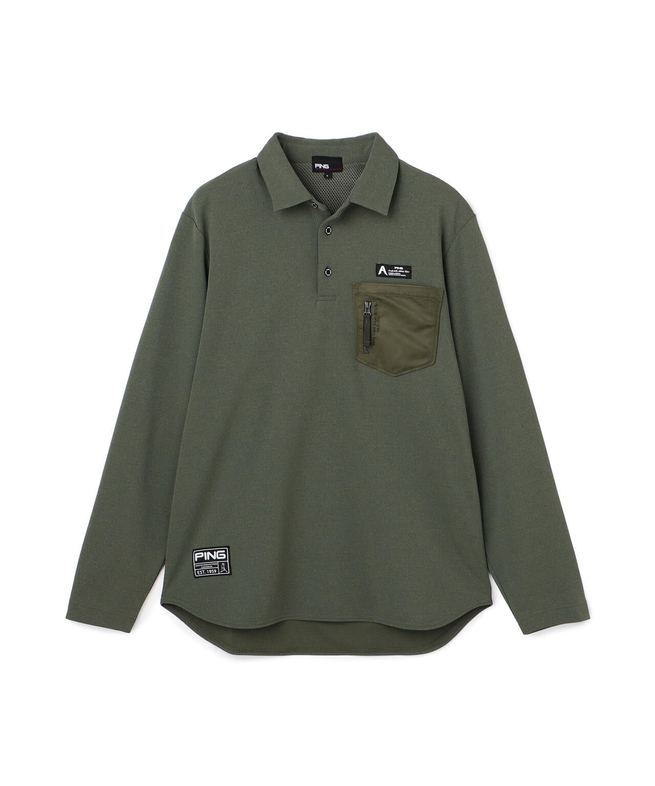 PING APPAREL] メッシュリバーニット長袖ポロシャツ ＜GOLD＞ (MENS