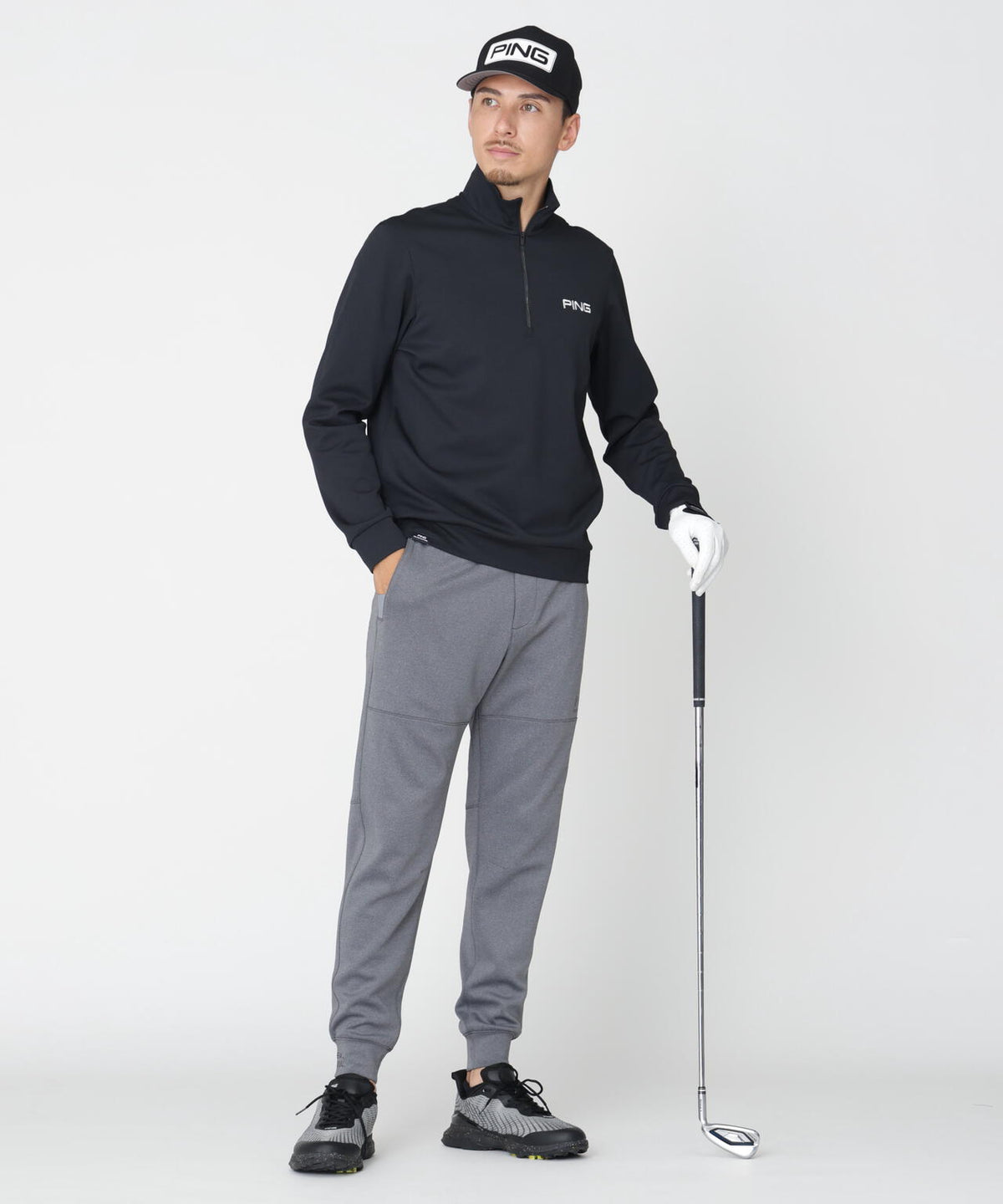 【PING APPAREL】メッシュリバーニットハーフジップカットソー (MENS)