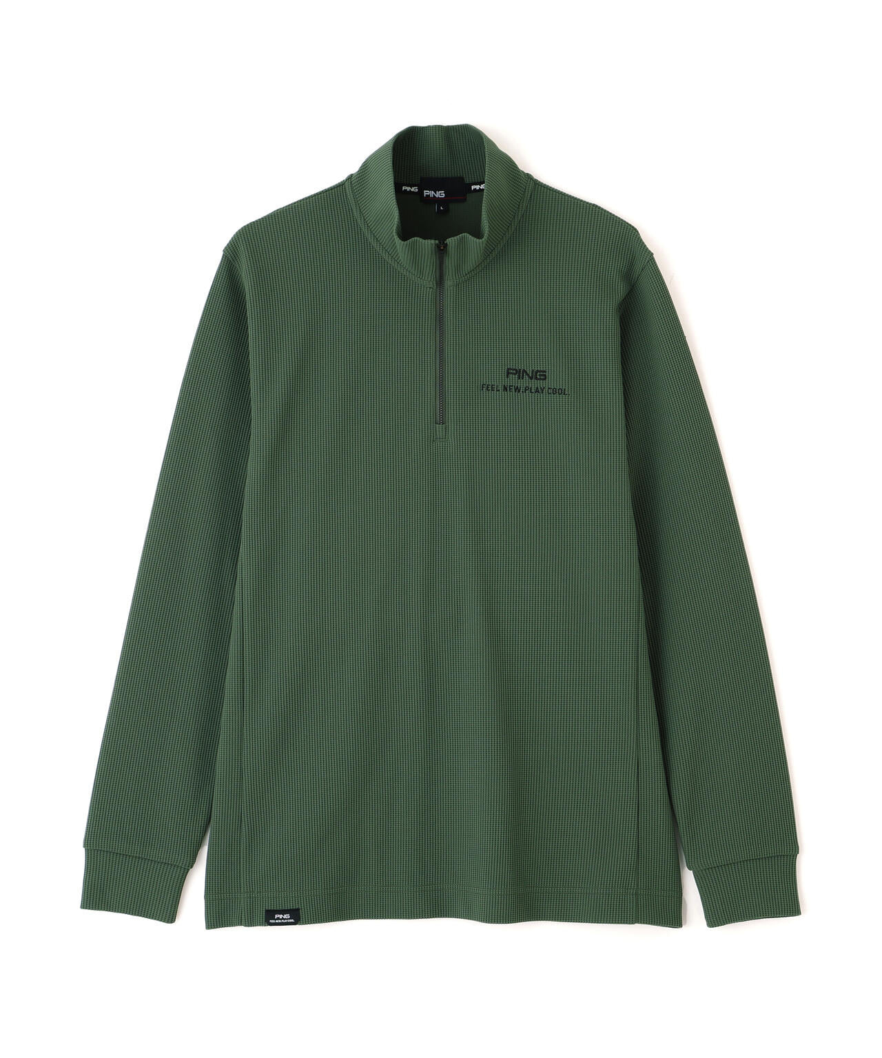 PING APPAREL】ストレッチワッフルハーフジップカットソー (MENS