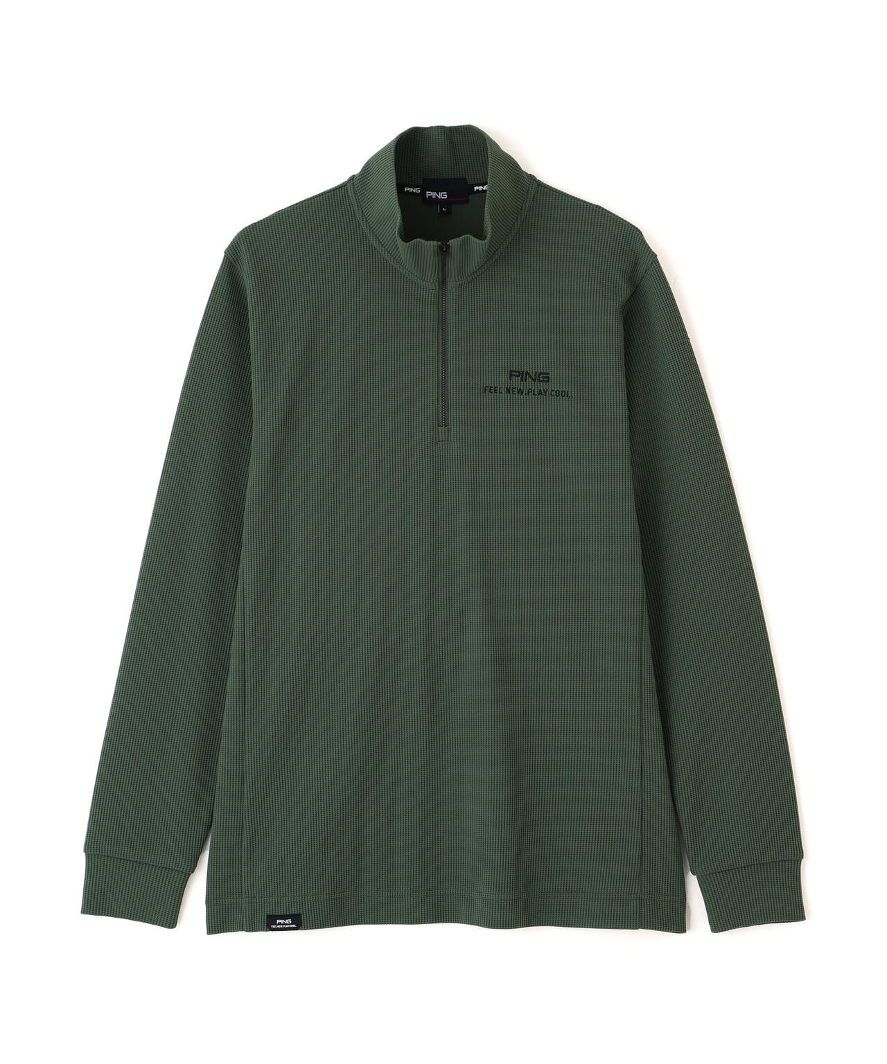 【PING APPAREL】ストレッチワッフルハーフジップカットソー (MENS)