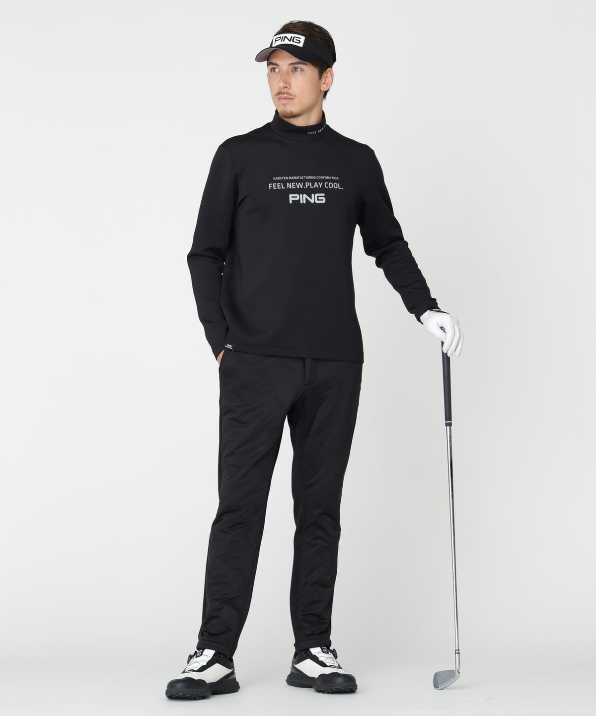[PING APPAREL] 裏メッシュダンボール長袖ハイネックシャツ (MENS)