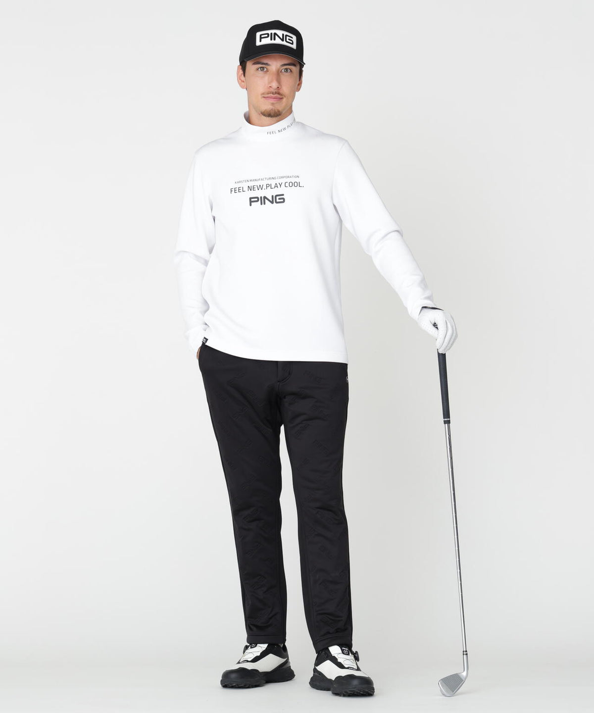 [PING APPAREL] 裏メッシュダンボール長袖ハイネックシャツ (MENS)