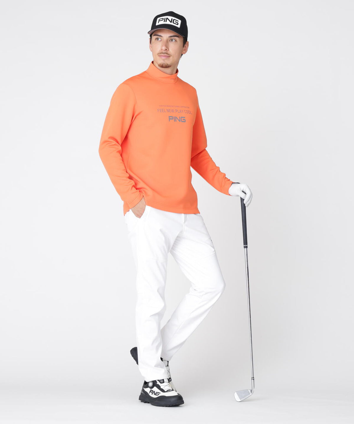 [PING APPAREL] 裏メッシュダンボール長袖ハイネックシャツ (MENS)