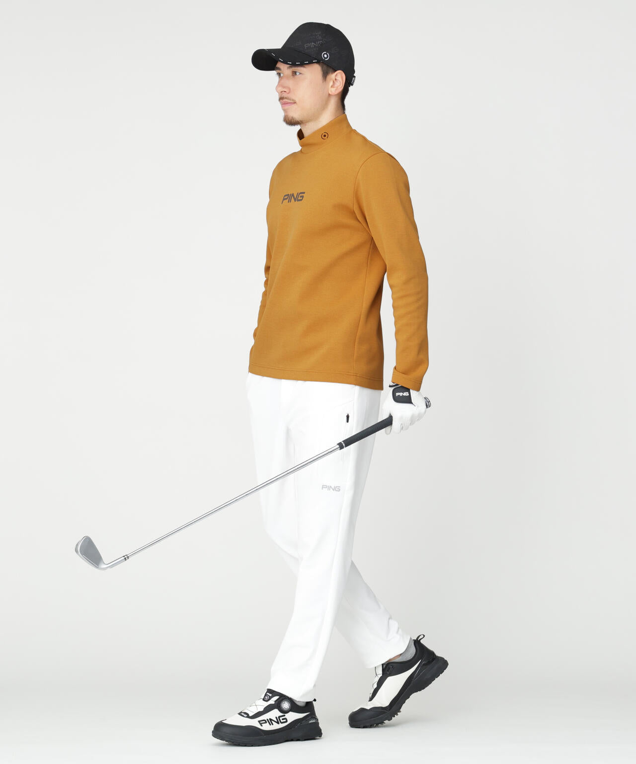 PING APPAREL】ANSERプリントストレッチダンボール長袖ハイネック