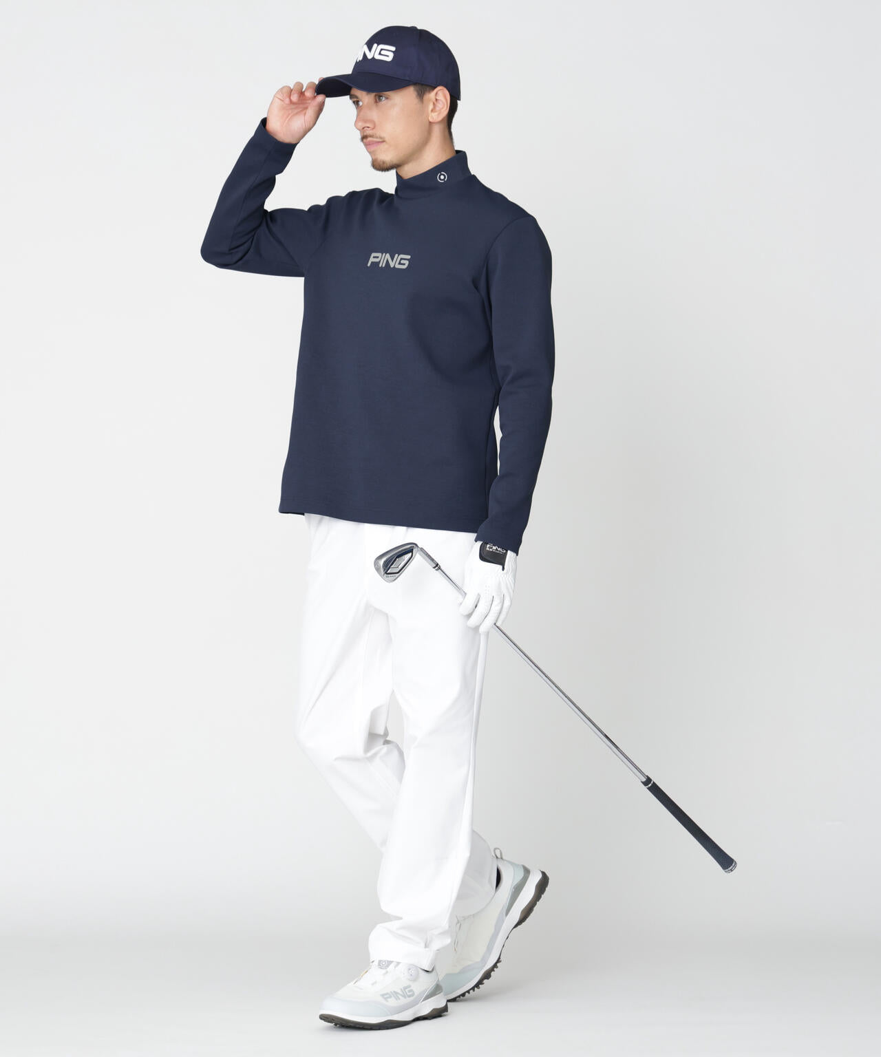 PING APPAREL】ANSERプリントストレッチダンボール長袖ハイネック