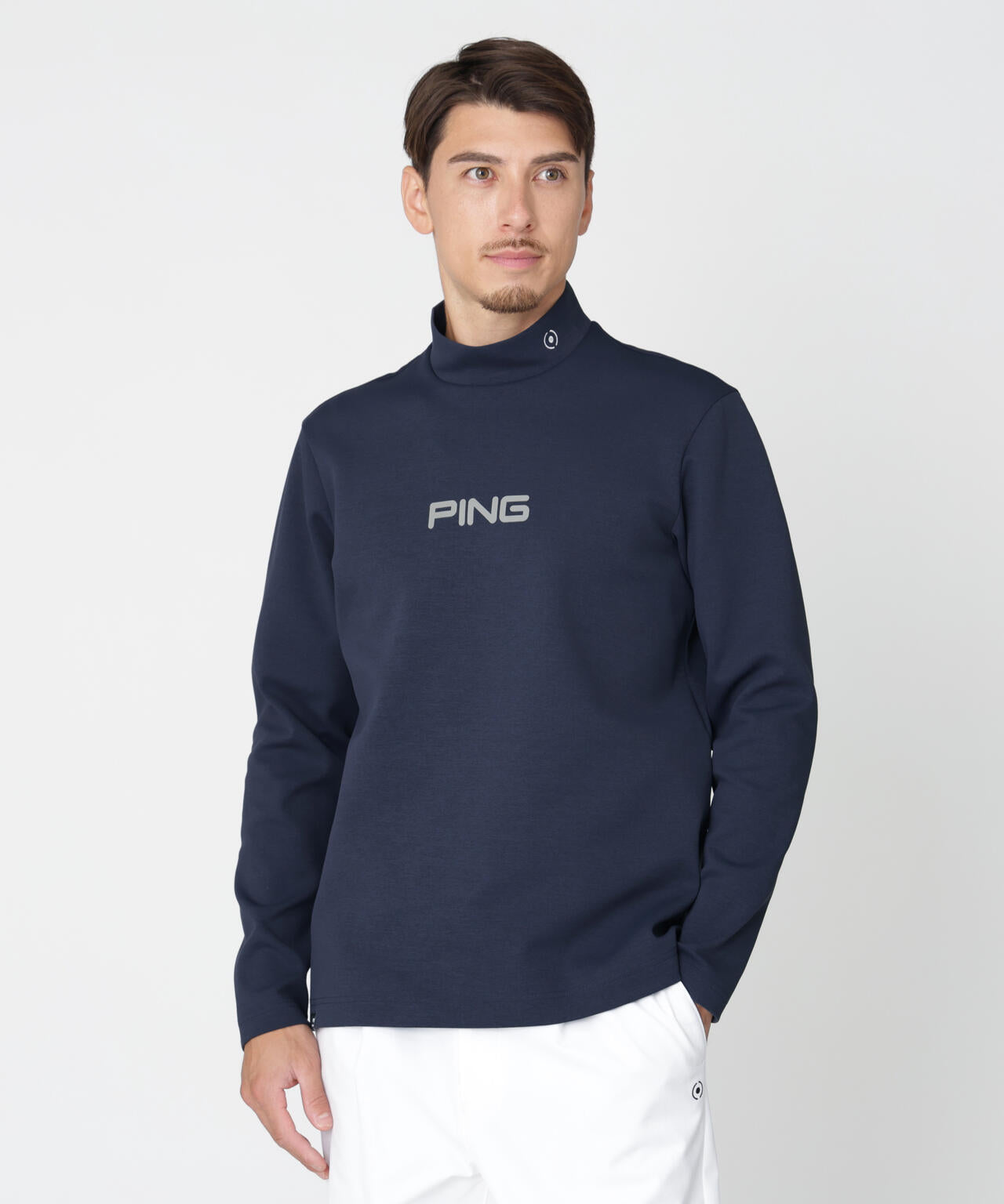 PING APPAREL】ANSERプリントストレッチダンボール長袖ハイネック