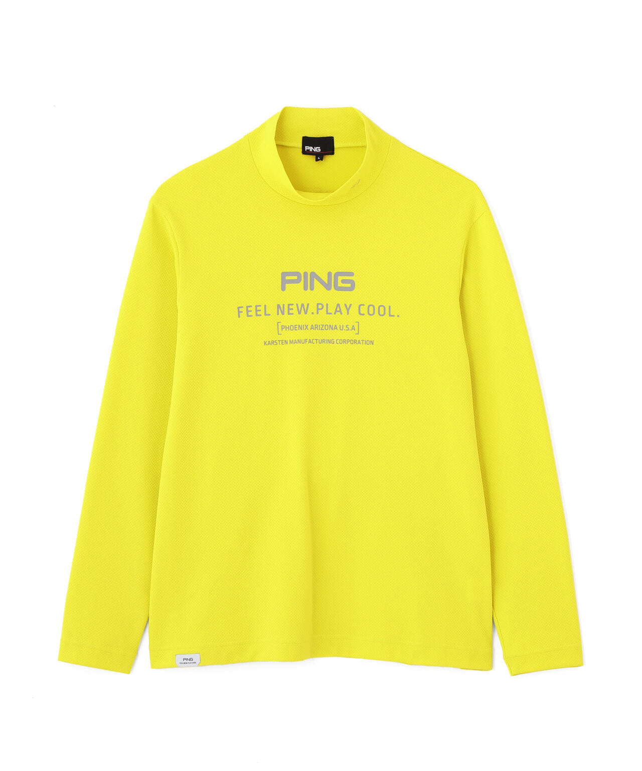 PING APPAREL】格子リバーススクラムテック長袖ハイネックシャツ (MENS