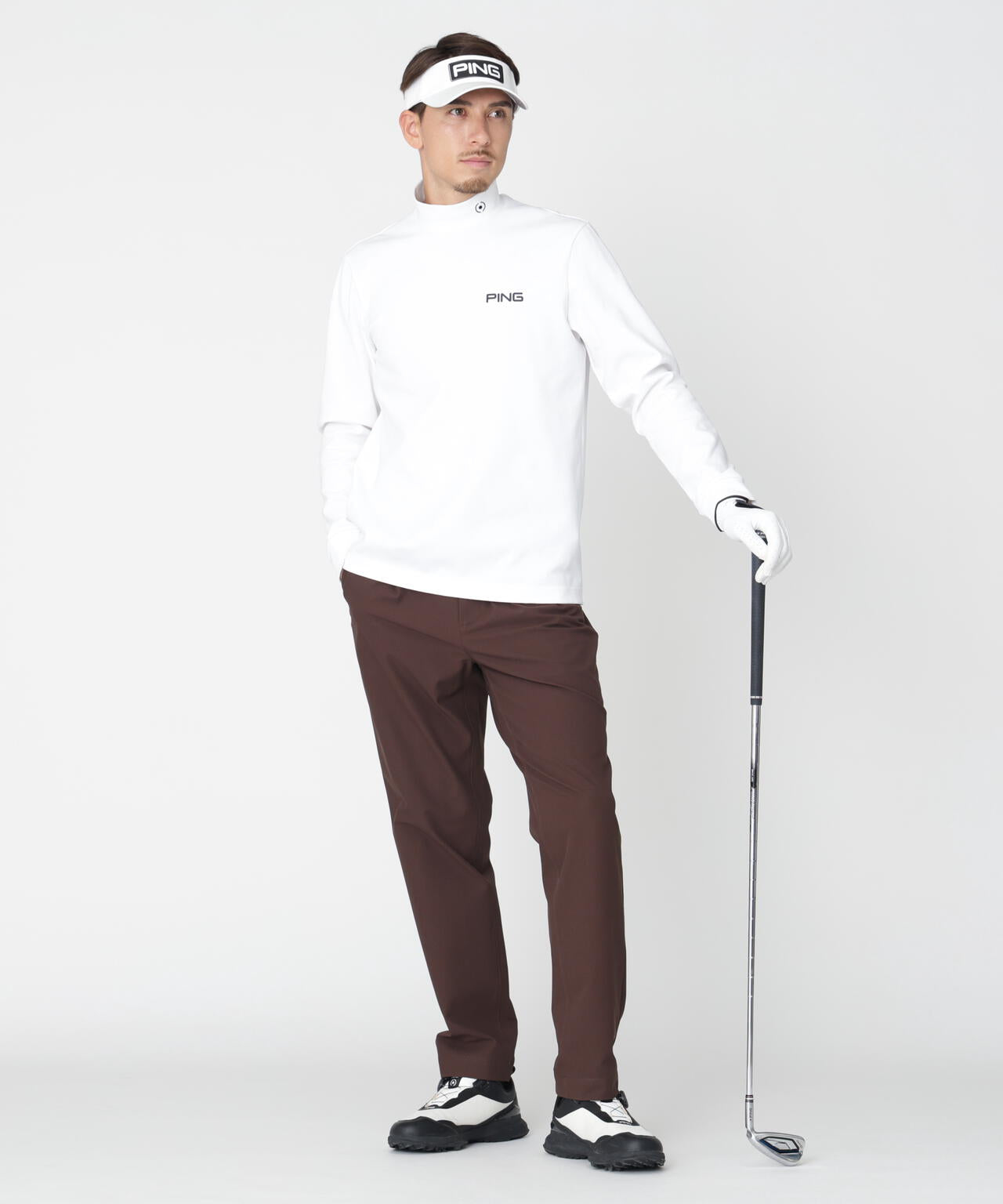 PING APPAREL】スパンライクポンチ長袖ハイネックシャツ (MENS) | PING