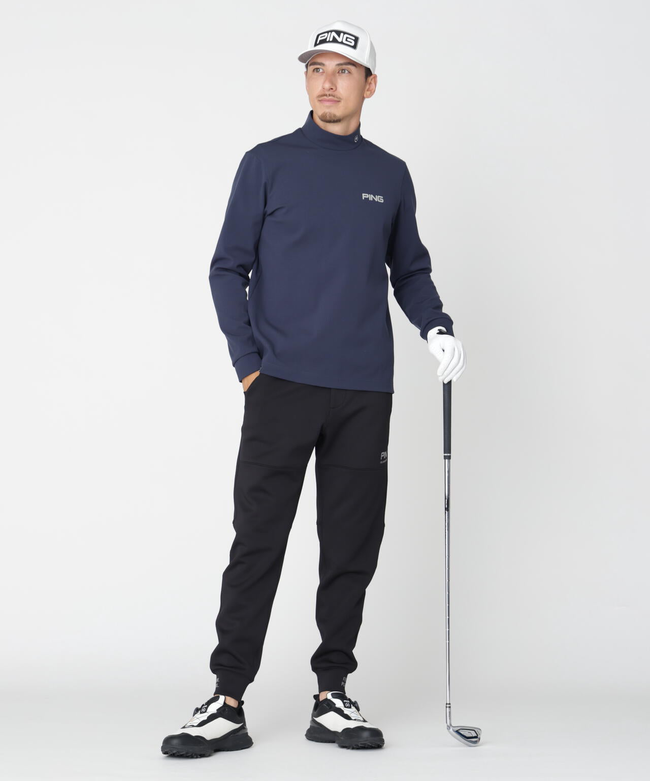 PING APPAREL】スパンライクポンチ長袖ハイネックシャツ (MENS) | PING