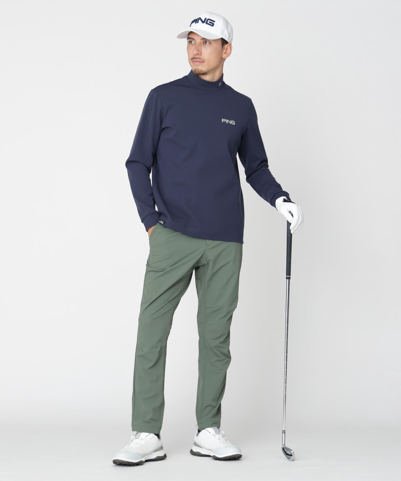 PING APPAREL】スパンライクポンチ長袖ハイネックシャツ (MENS) | PING