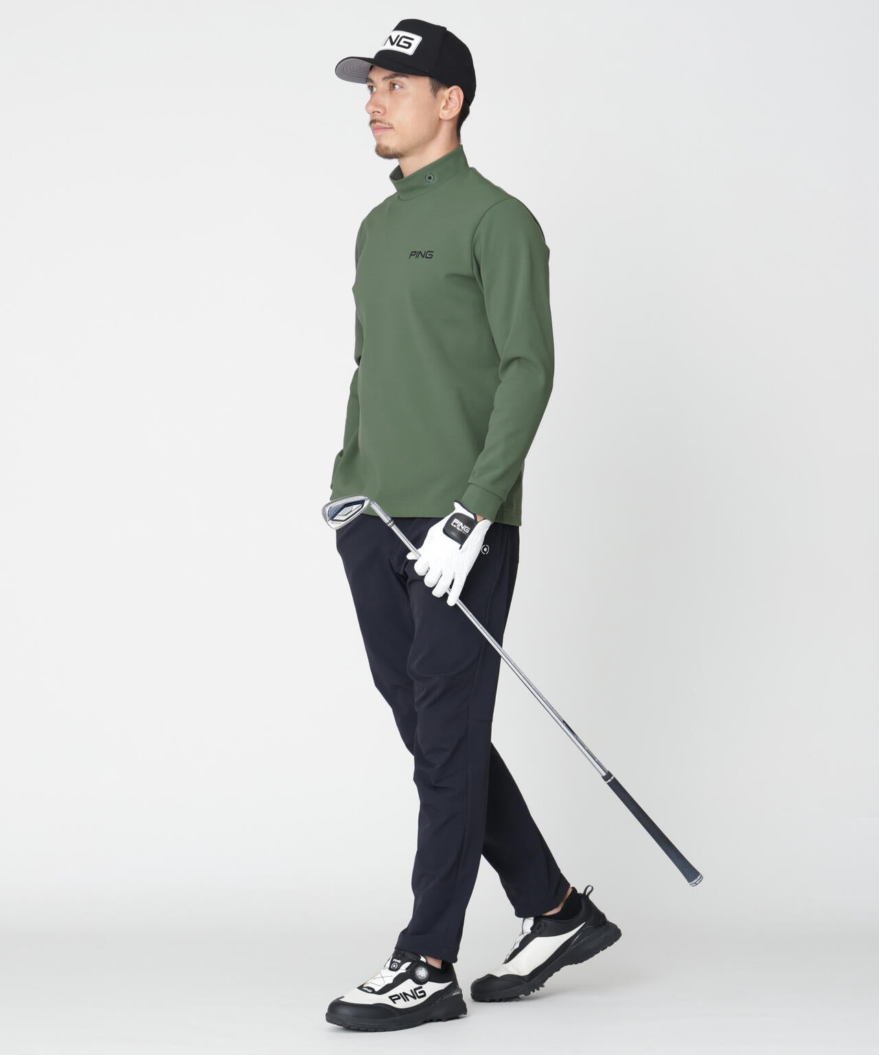 PING APPAREL】スパンライクポンチ長袖ハイネックシャツ (MENS) | PING