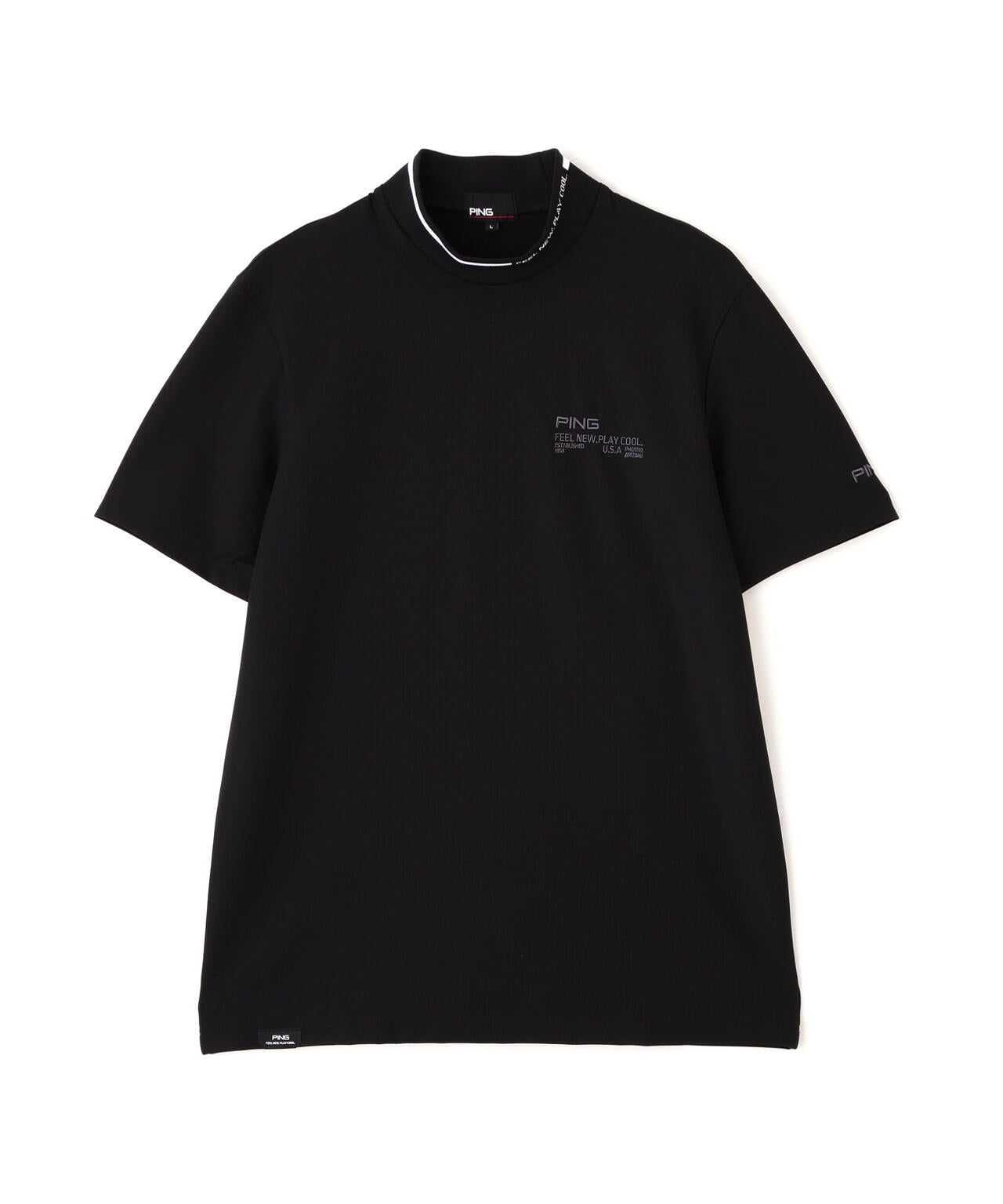 【PING APPAREL】ワッフルロゴジャカード襟ハイネックシャツ (MENS)
