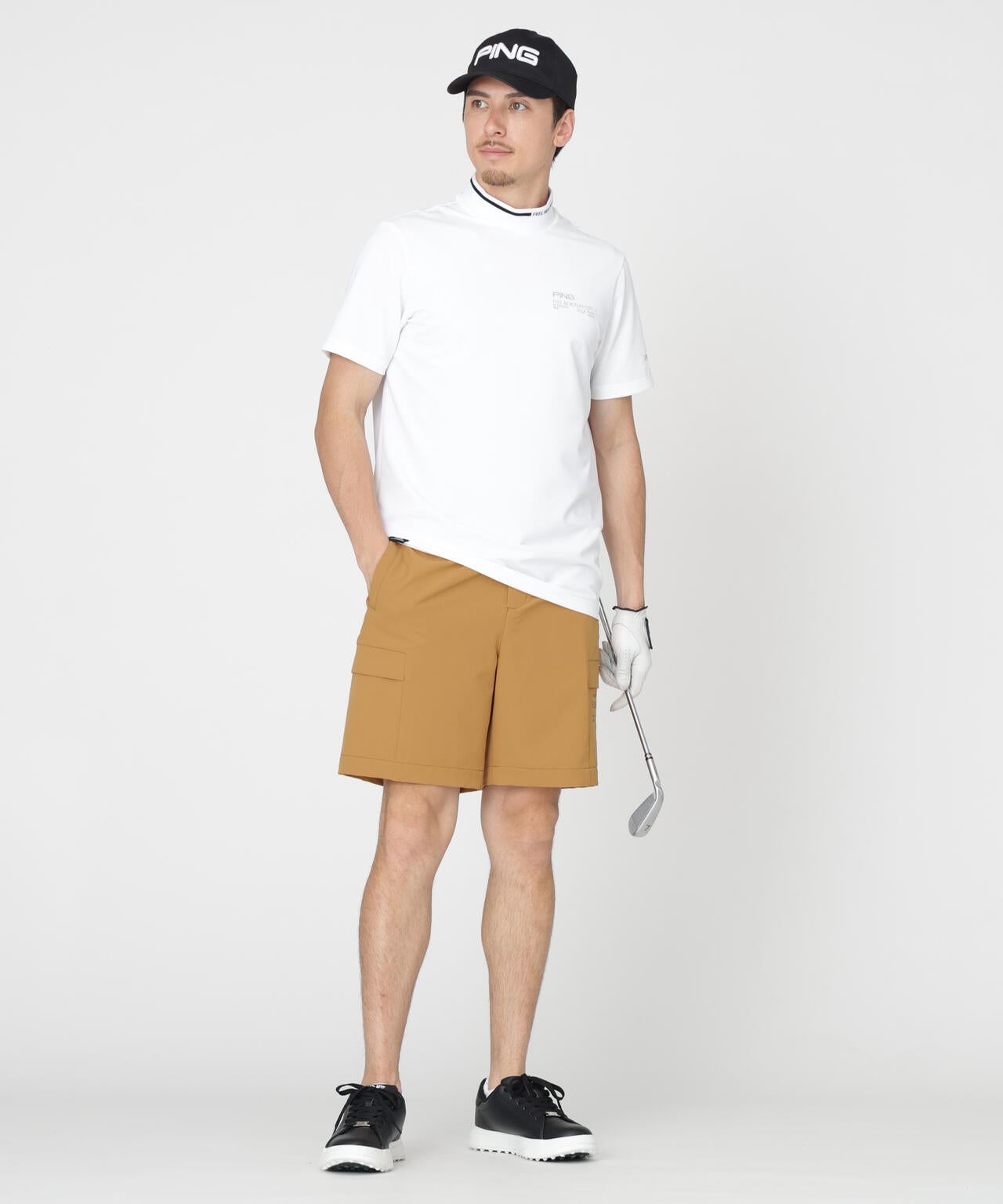 【PING APPAREL】ワッフルロゴジャカード襟ハイネックシャツ (MENS)