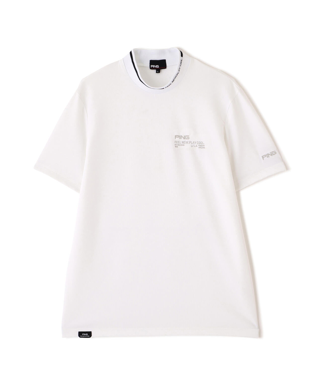 【PING APPAREL】ワッフルロゴジャカード襟ハイネックシャツ (MENS)