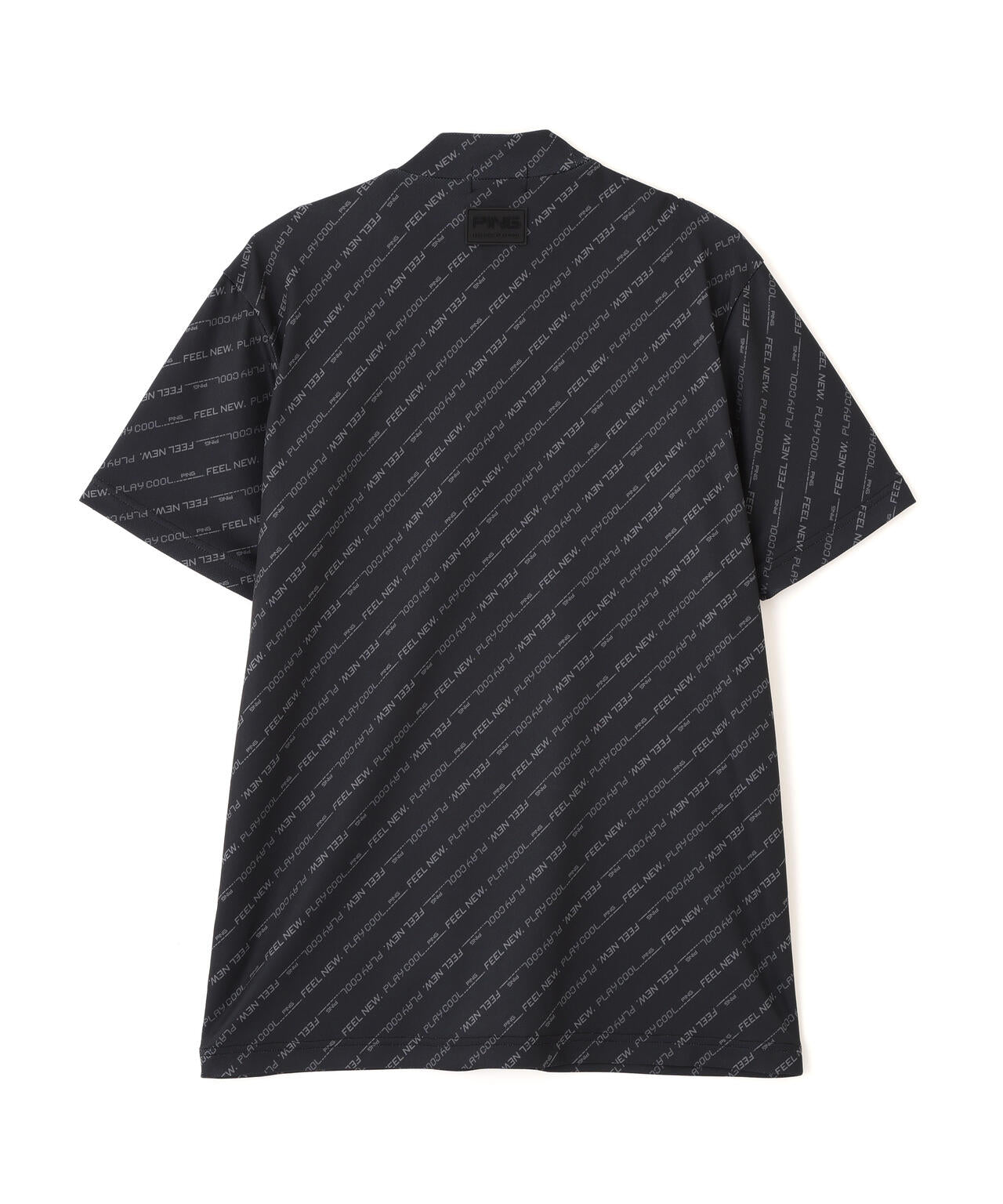 【PING APPAREL】軽量ブリスターバイアスロゴストライププリント半袖ハイネックシャツ (MENS)