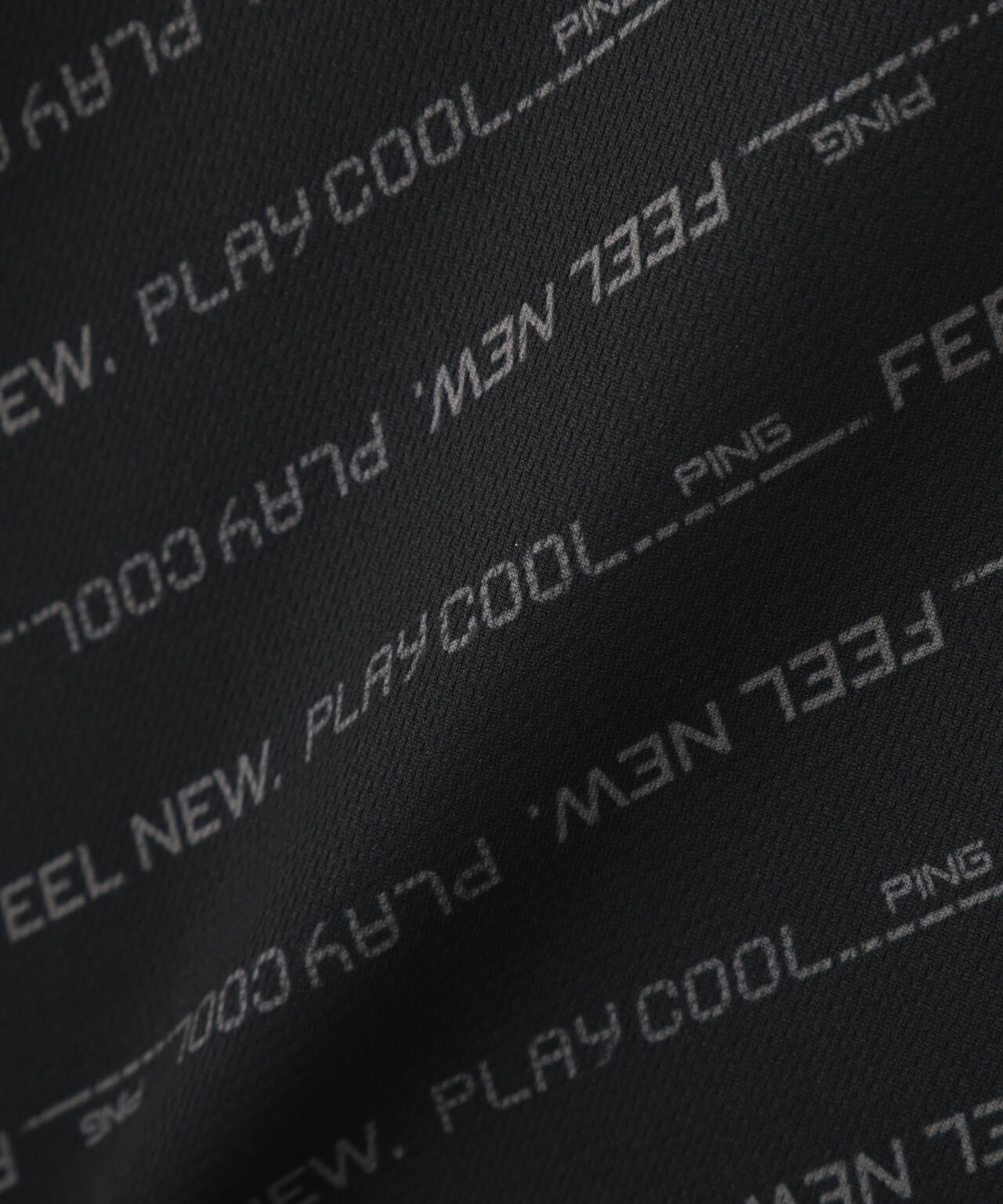 【PING APPAREL】軽量ブリスターバイアスロゴストライププリント半袖ハイネックシャツ (MENS)