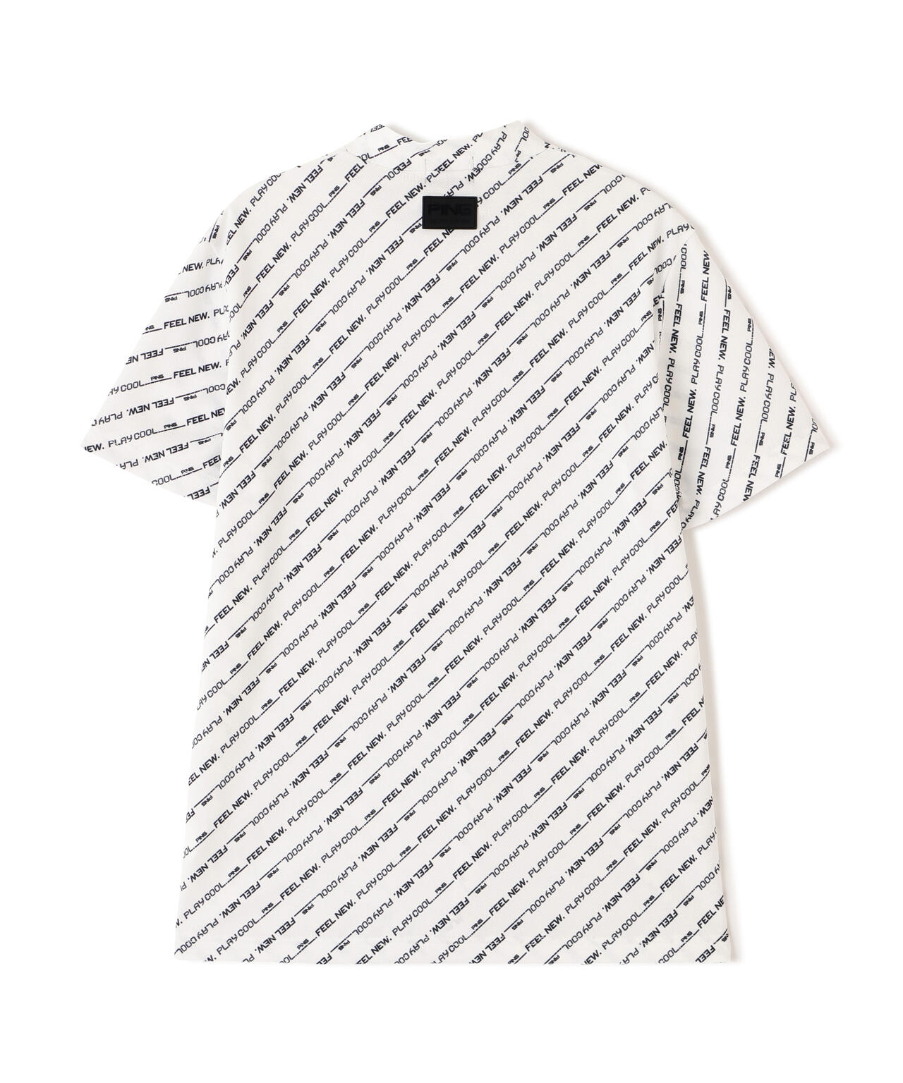 ［PING APPAREL］【UVカット・吸水速乾】軽量ブリスターバイアスロゴストライププリント半袖ハイネックシャツ (MENS)