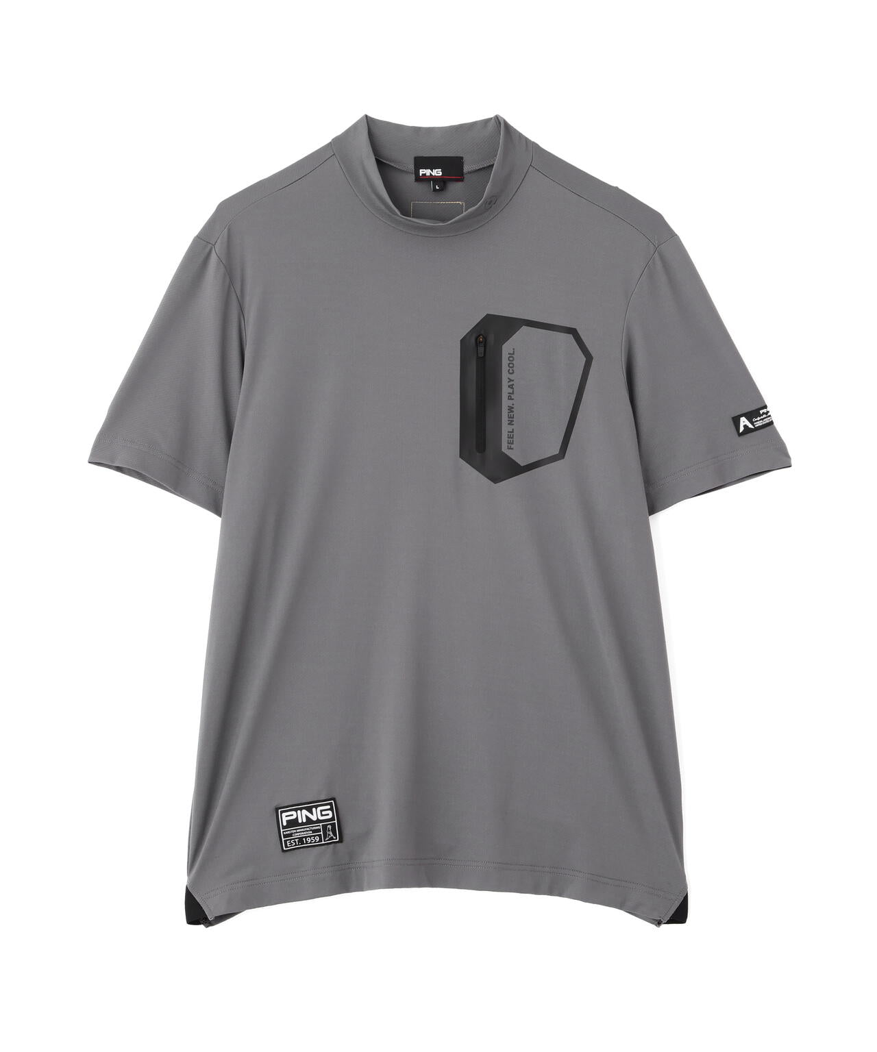 ［PING APPAREL］［接触冷感］ナイロンサッカー半袖ハイネックシャツ ＜GOLD＞ (MENS)