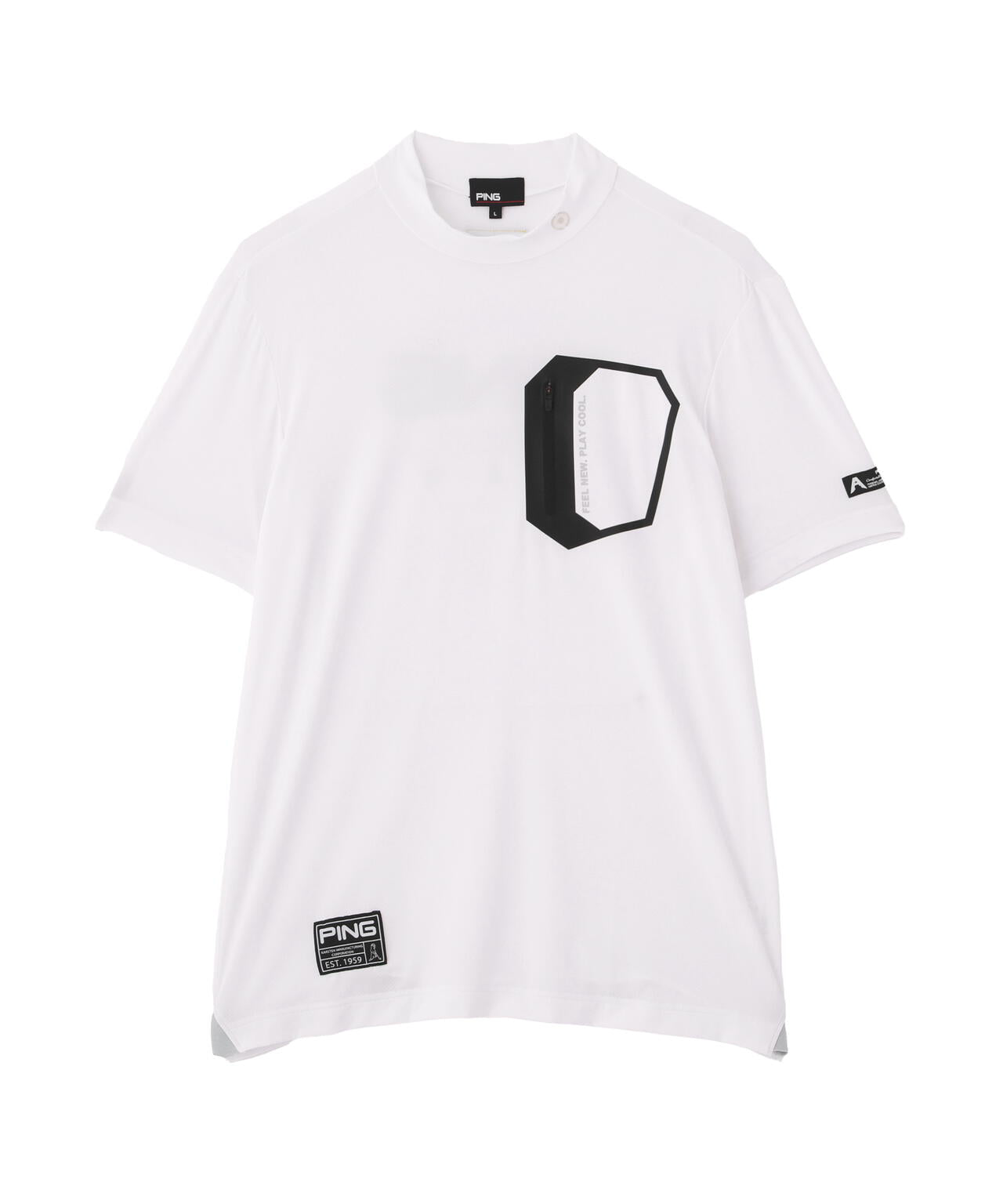 PING APPAREL】ナイロンサッカー半袖ハイネックシャツ ＜GOLD＞ (MENS