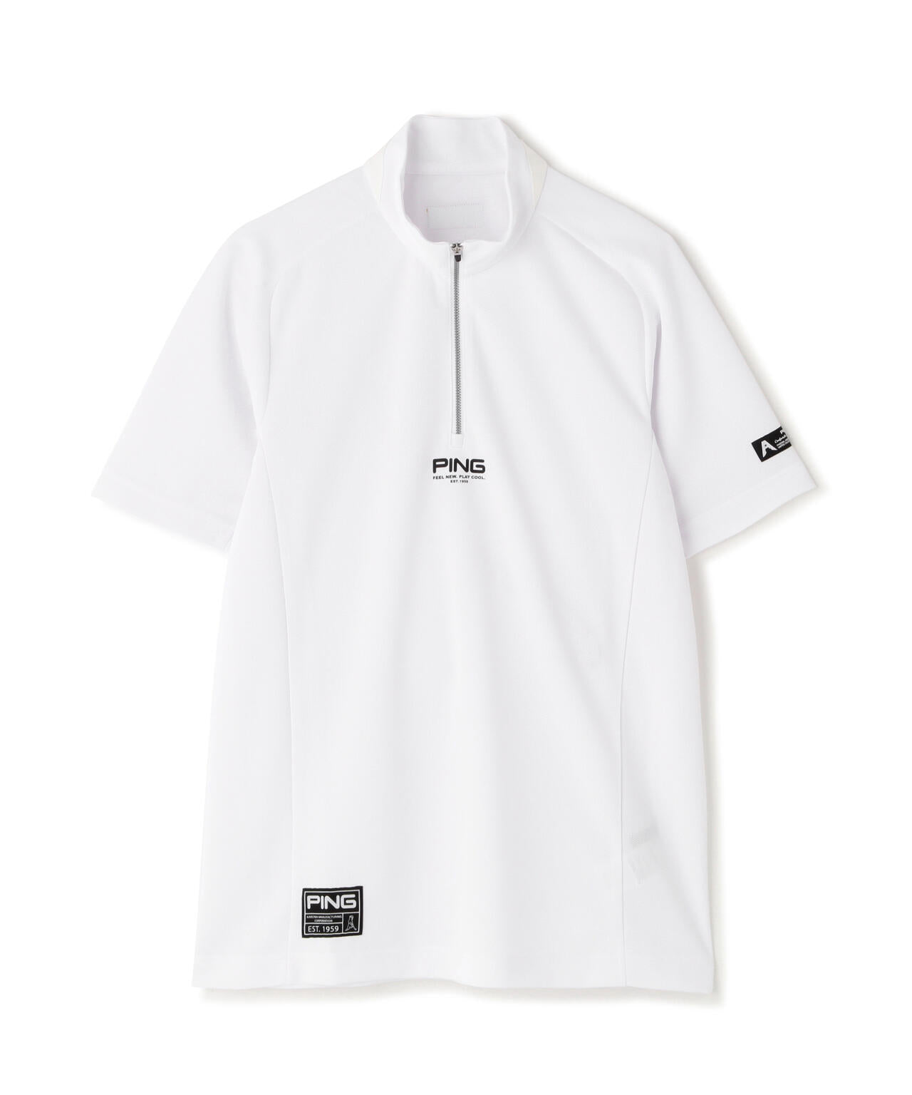 ［PING APPAREL］［吸水速乾・遮熱］オクタピンメッシュ半袖ハーフジップハイネックシャツ ＜GOLD＞ (MENS)