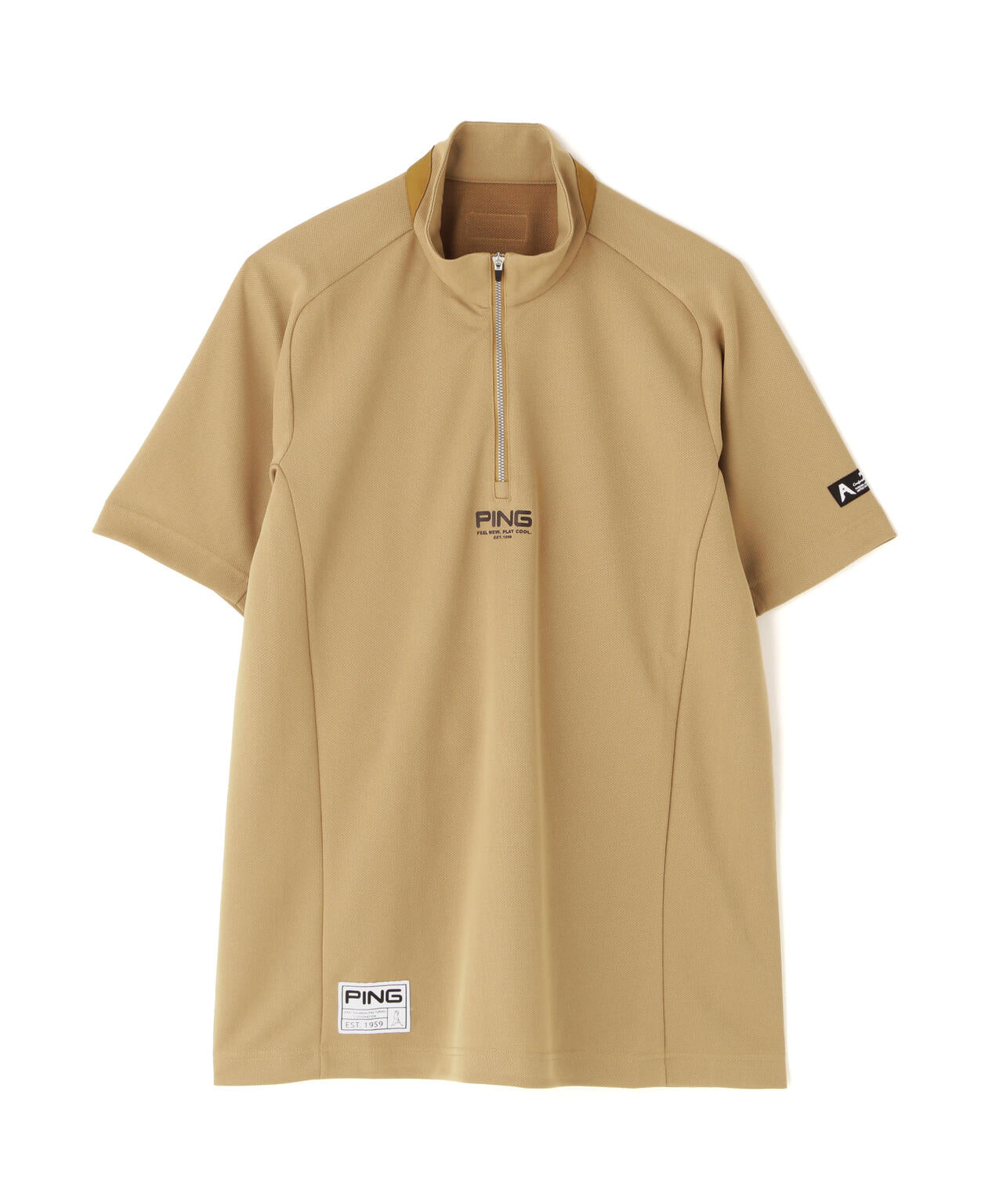 ［PING APPAREL］［吸水速乾・遮熱］オクタピンメッシュ半袖ハーフジップハイネックシャツ ＜GOLD＞ (MENS)