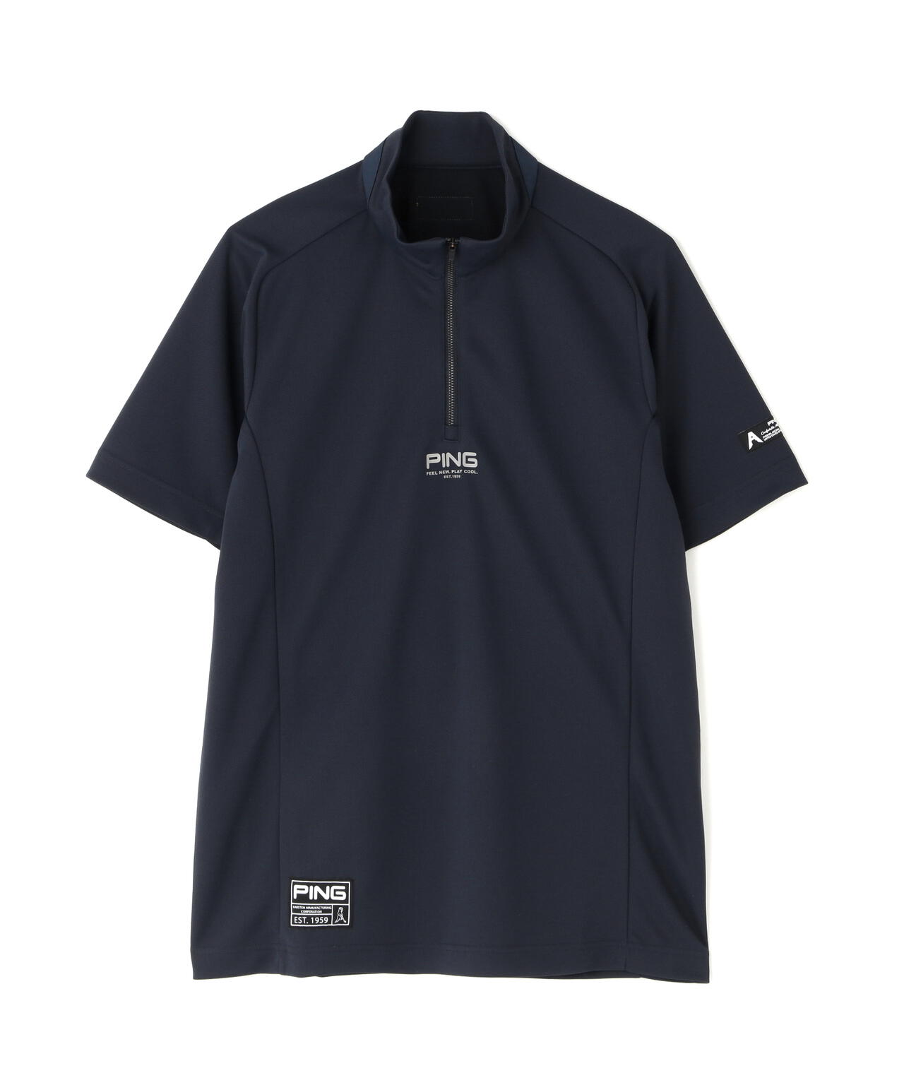 PING APPAREL］［吸水速乾・遮熱］オクタピンメッシュ半袖ハーフジップ