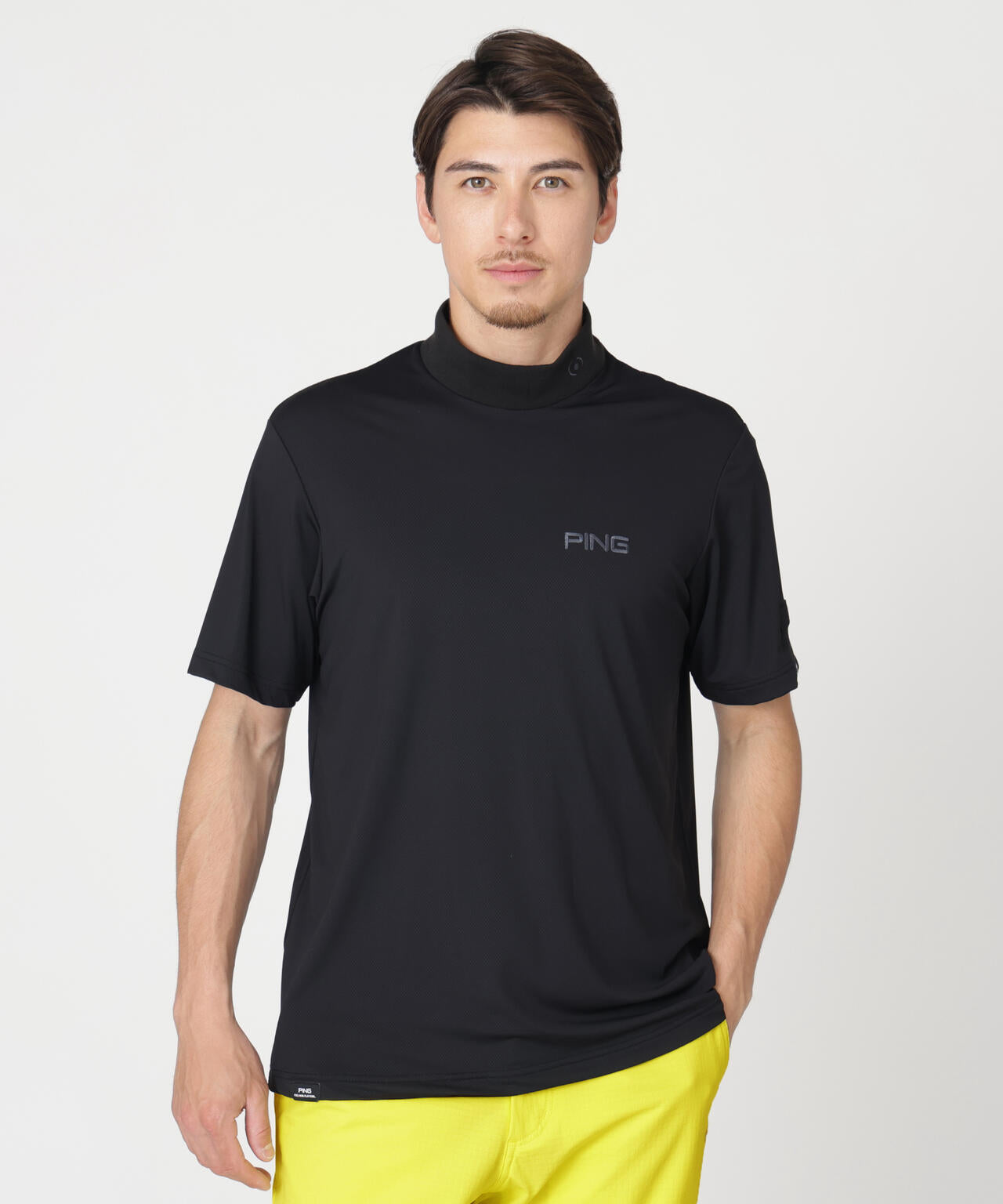 PING APPAREL】【接触冷感】ナイロンサッカー衿リブ半袖ハイネック