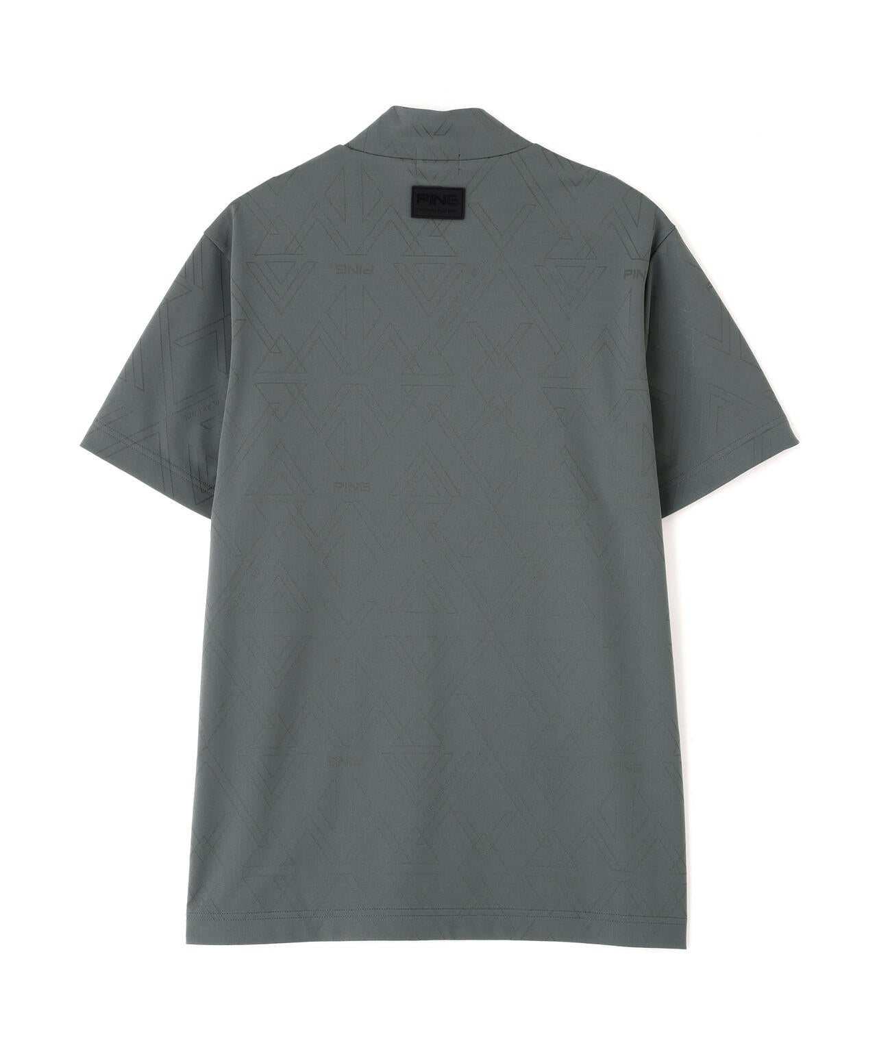 【PING APPAREL】ストレッチダルブラ三角幾何学柄ジャカード半袖ハイネックシャツ (MENS)