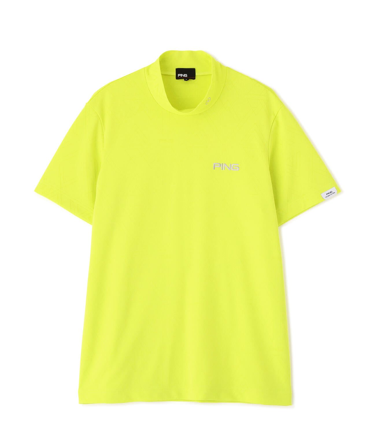 ［PING APPAREL］［吸水速乾・ストレッチ］幾何学柄ジャカード半袖ハイネックシャツ (MENS)