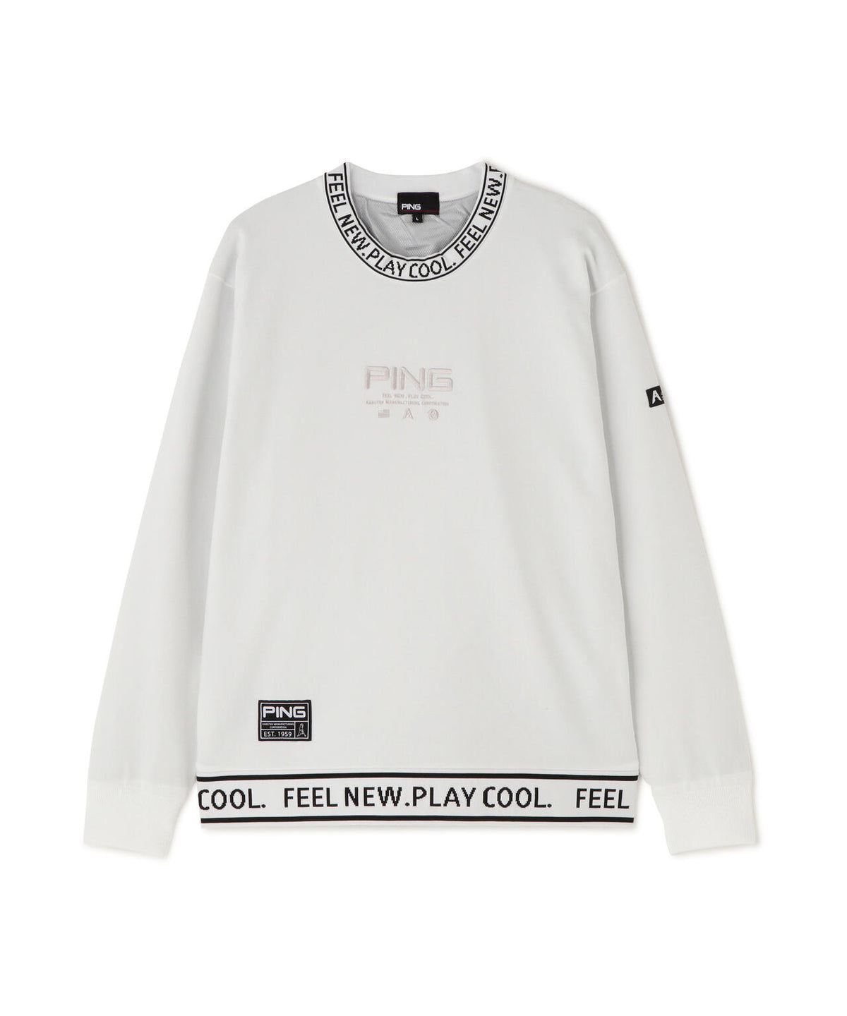 [PING APPAREL] 薄手防風裏付きクルーネックニットプルオーバー ＜GOLD＞ (MENS)