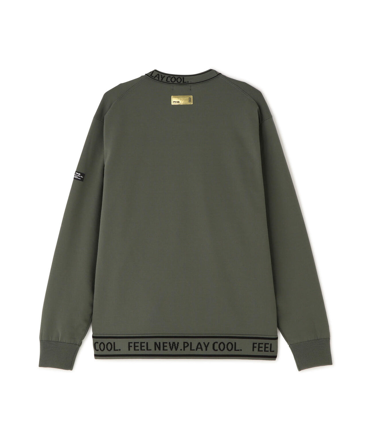 [PING APPAREL] 薄手防風裏付きクルーネックニットプルオーバー ＜GOLD＞ (MENS)