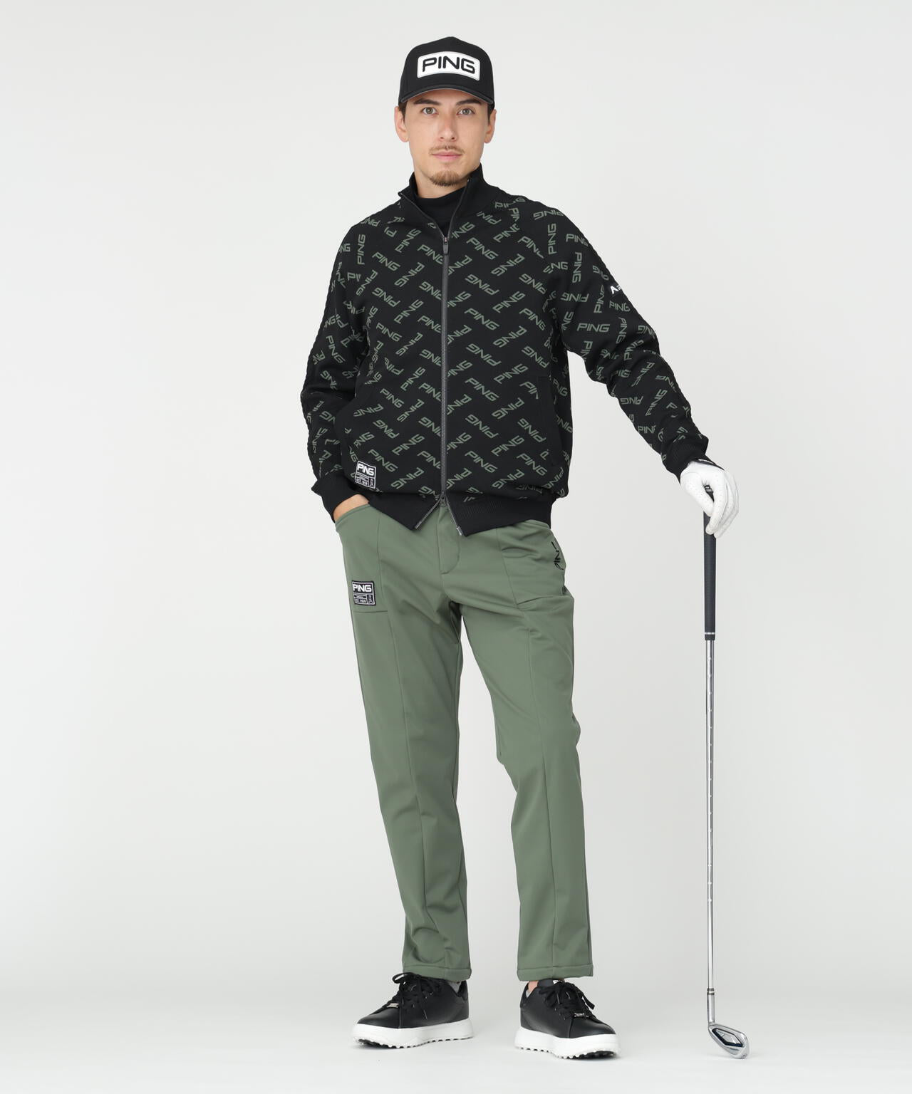 PING APPAREL] PINGロゴジャカードニットブルゾン ＜GOLD＞ (MENS