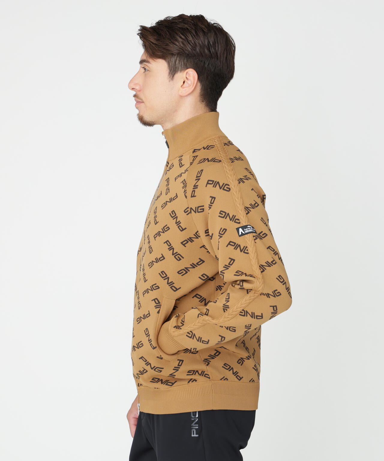 PING APPAREL] PINGロゴジャカードニットブルゾン ＜GOLD＞ (MENS