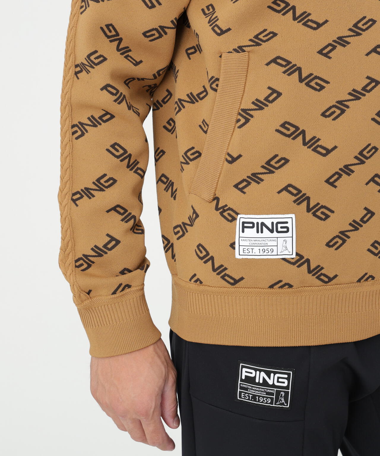 PING トレーナー PING APPAREL] PINGロゴジャカードニットブルゾン ＜GOLD＞ (MENS