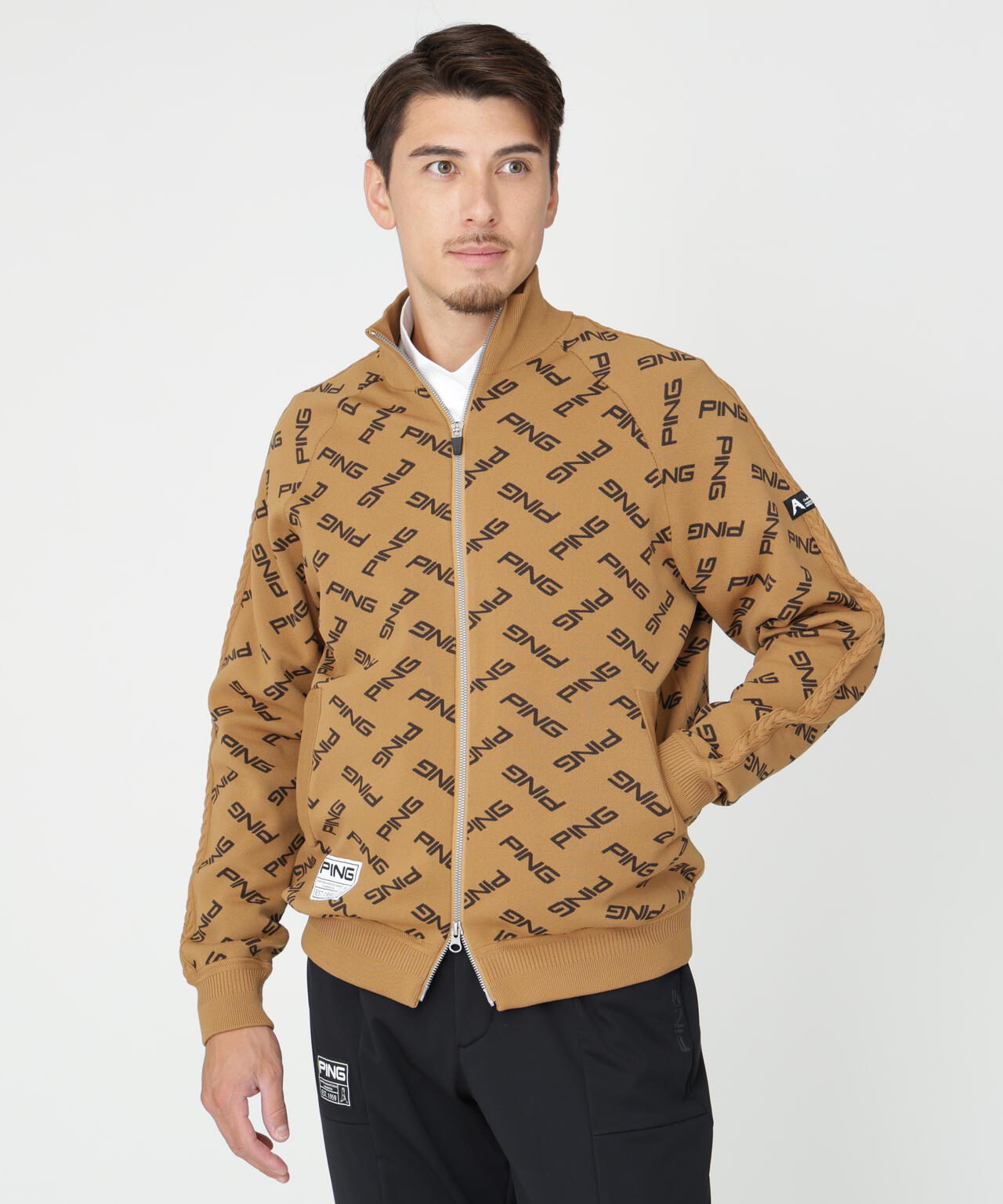 PING APPAREL] PINGロゴジャカードニットブルゾン ＜GOLD＞ (MENS