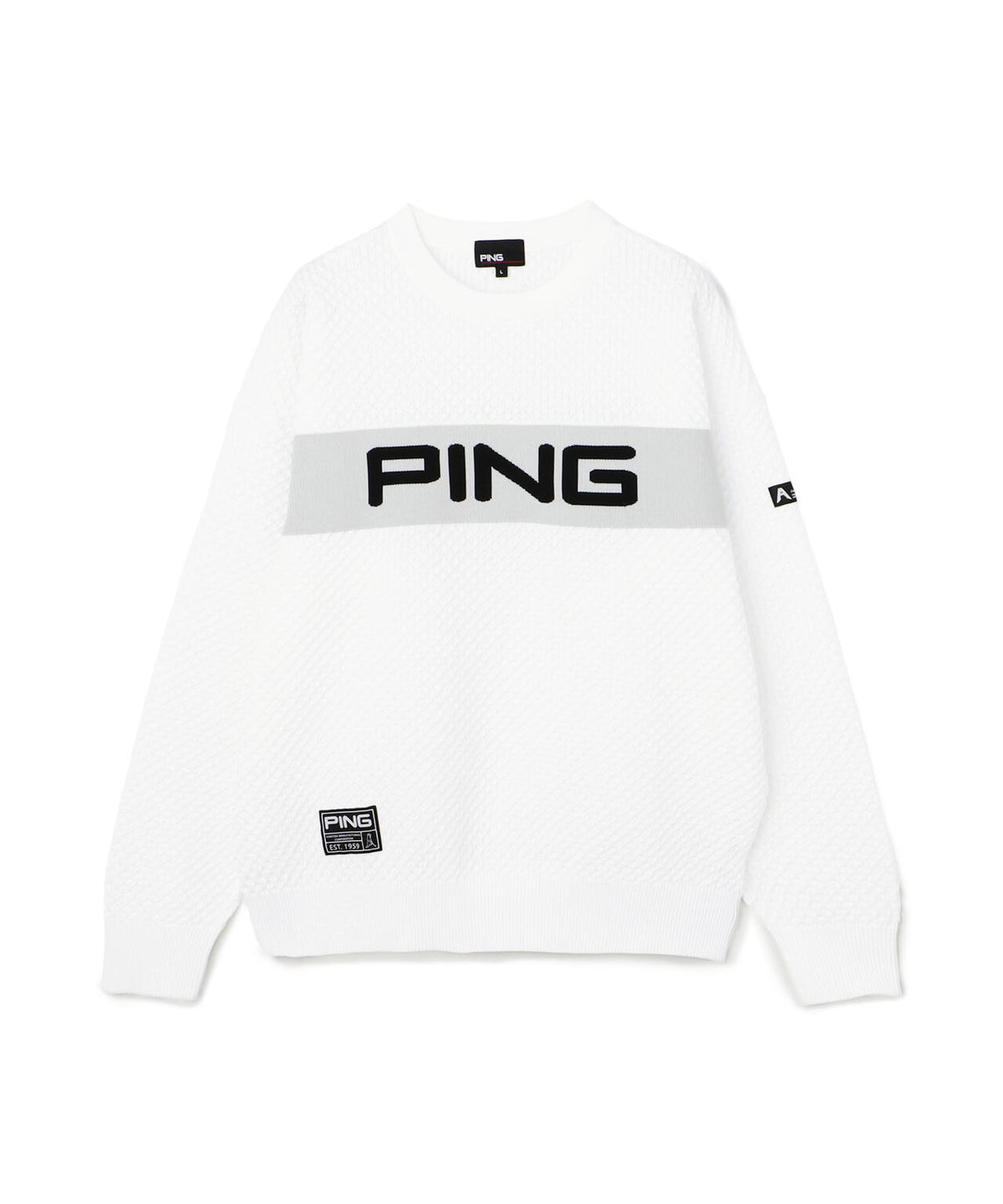 [PING APPAREL] ハニカムジャカードクルーネックニットプルオーバー ＜GOLD＞ (MENS)