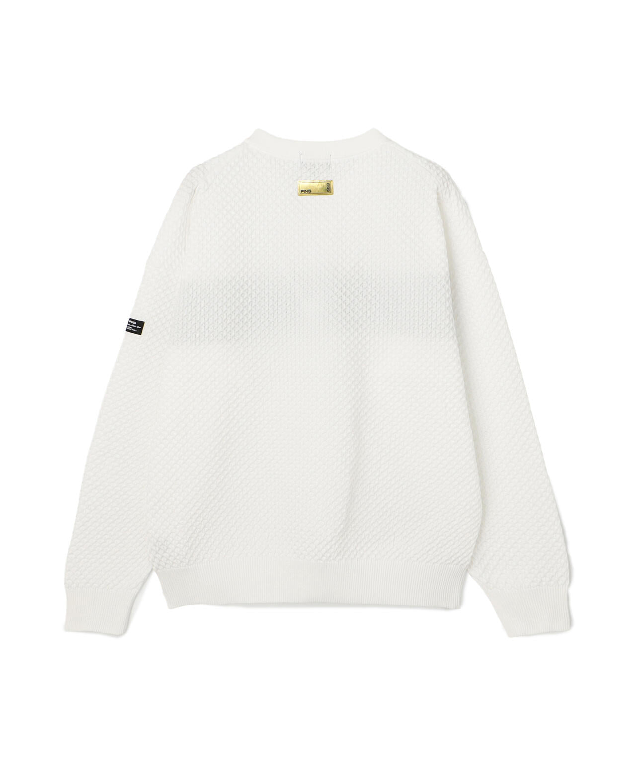 美品 PING 撥水 ビッグロゴ クルーネック ニット プルオーバー L ピン PING APPAREL] ハニカムジャカードクルーネックニットプルオーバー