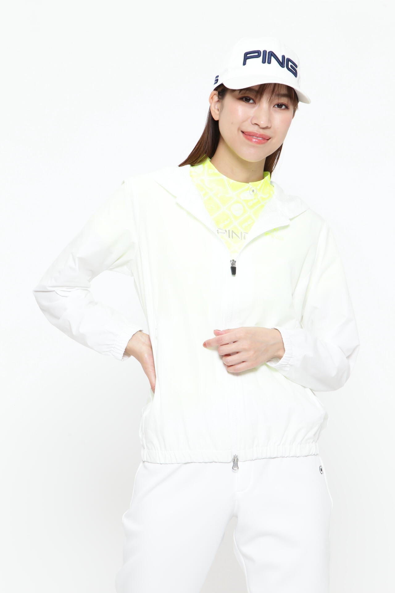 【PING APPAREL】デジタルノイズプリントリップ撥水総裏メッシュフーディブルゾン ＜PERFORMANCE＞ (LADIES)
