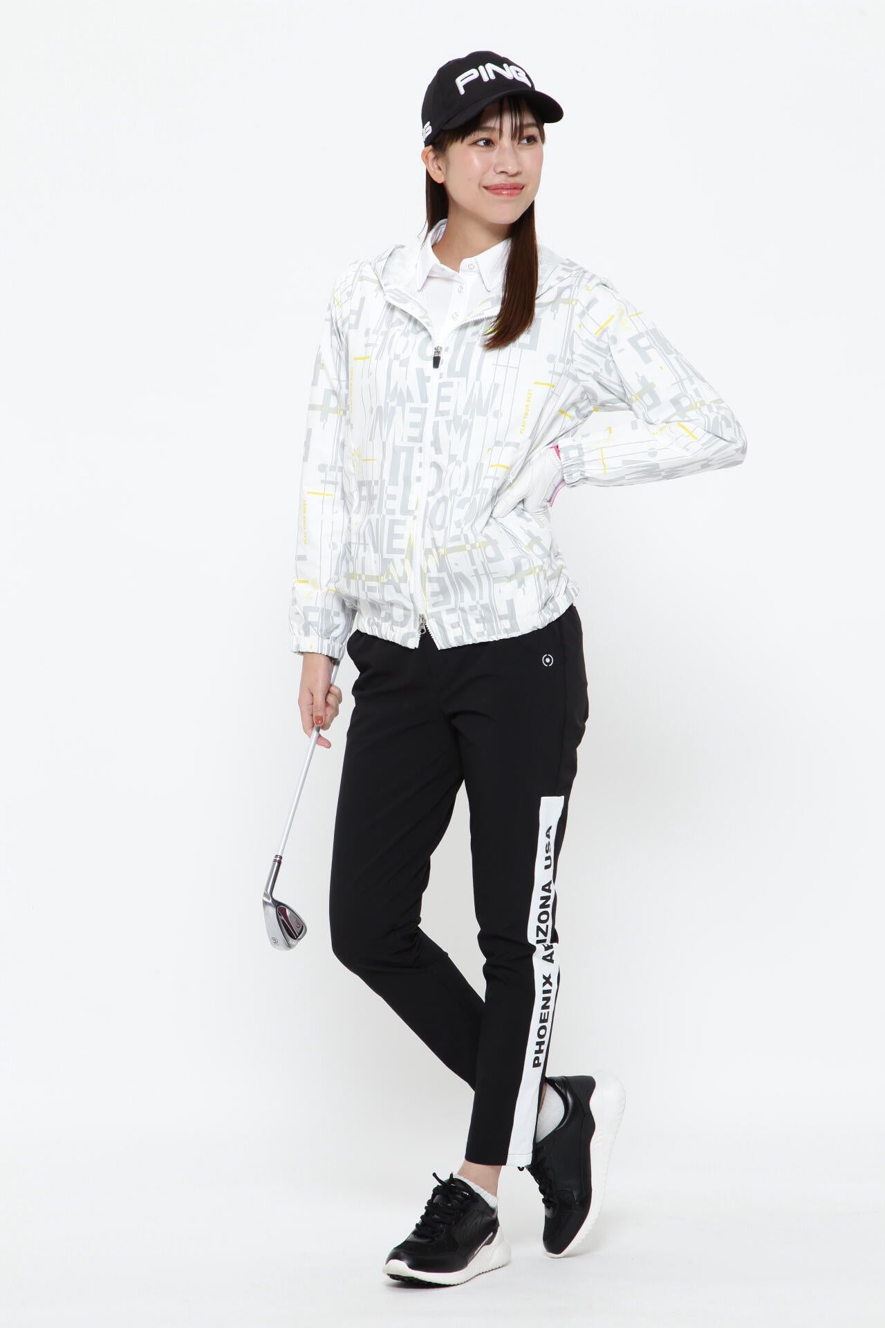 【PING APPAREL】デジタルノイズプリントリップ撥水総裏メッシュフーディブルゾン ＜PERFORMANCE＞ (LADIES)