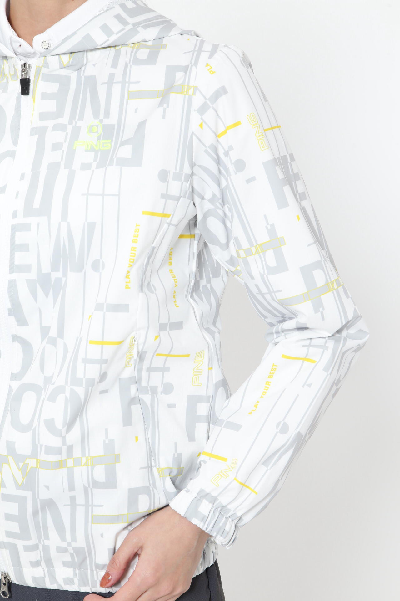 【PING APPAREL】デジタルノイズプリントリップ撥水総裏メッシュフーディブルゾン ＜PERFORMANCE＞ (LADIES)
