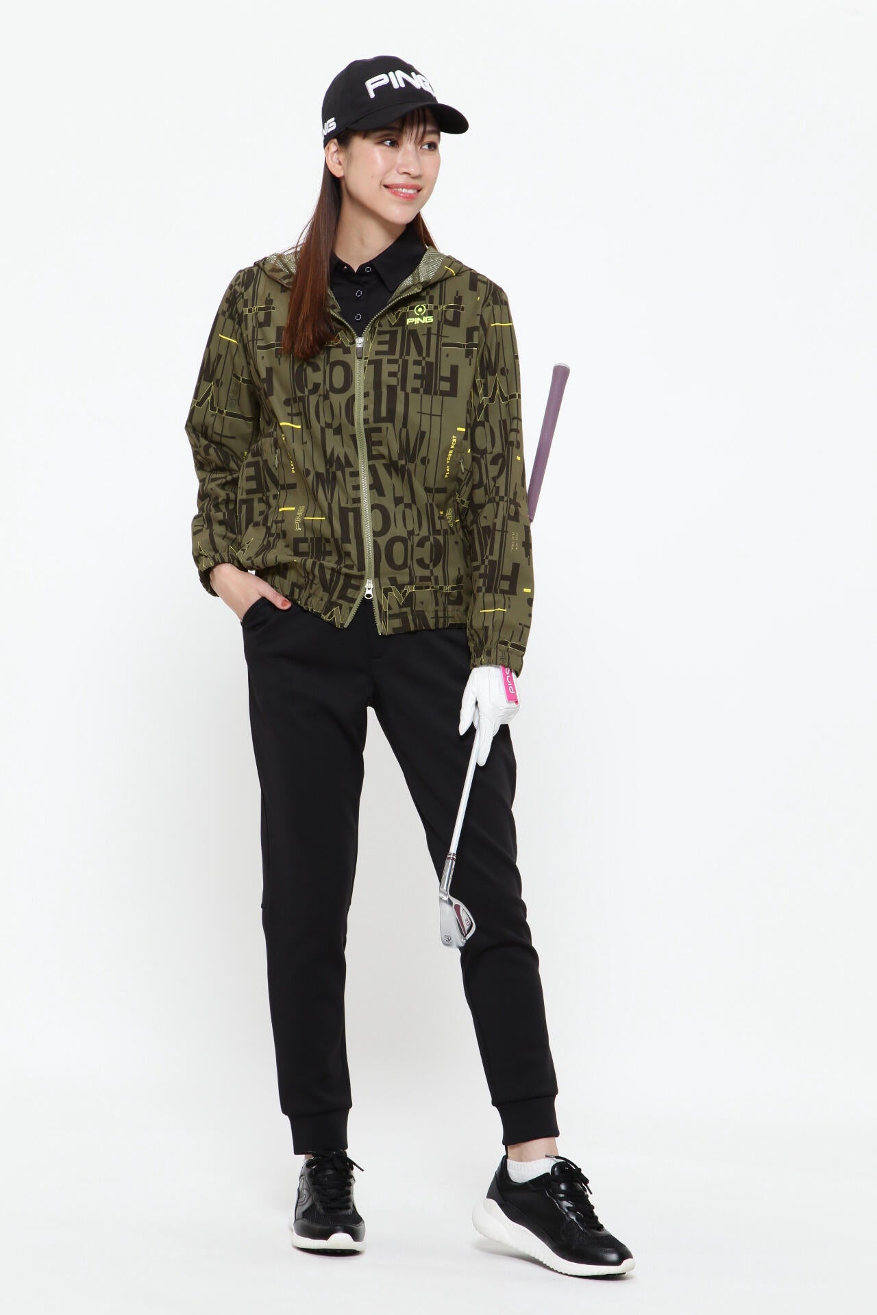 【PING APPAREL】デジタルノイズプリントリップ撥水総裏メッシュフーディブルゾン ＜PERFORMANCE＞ (LADIES)