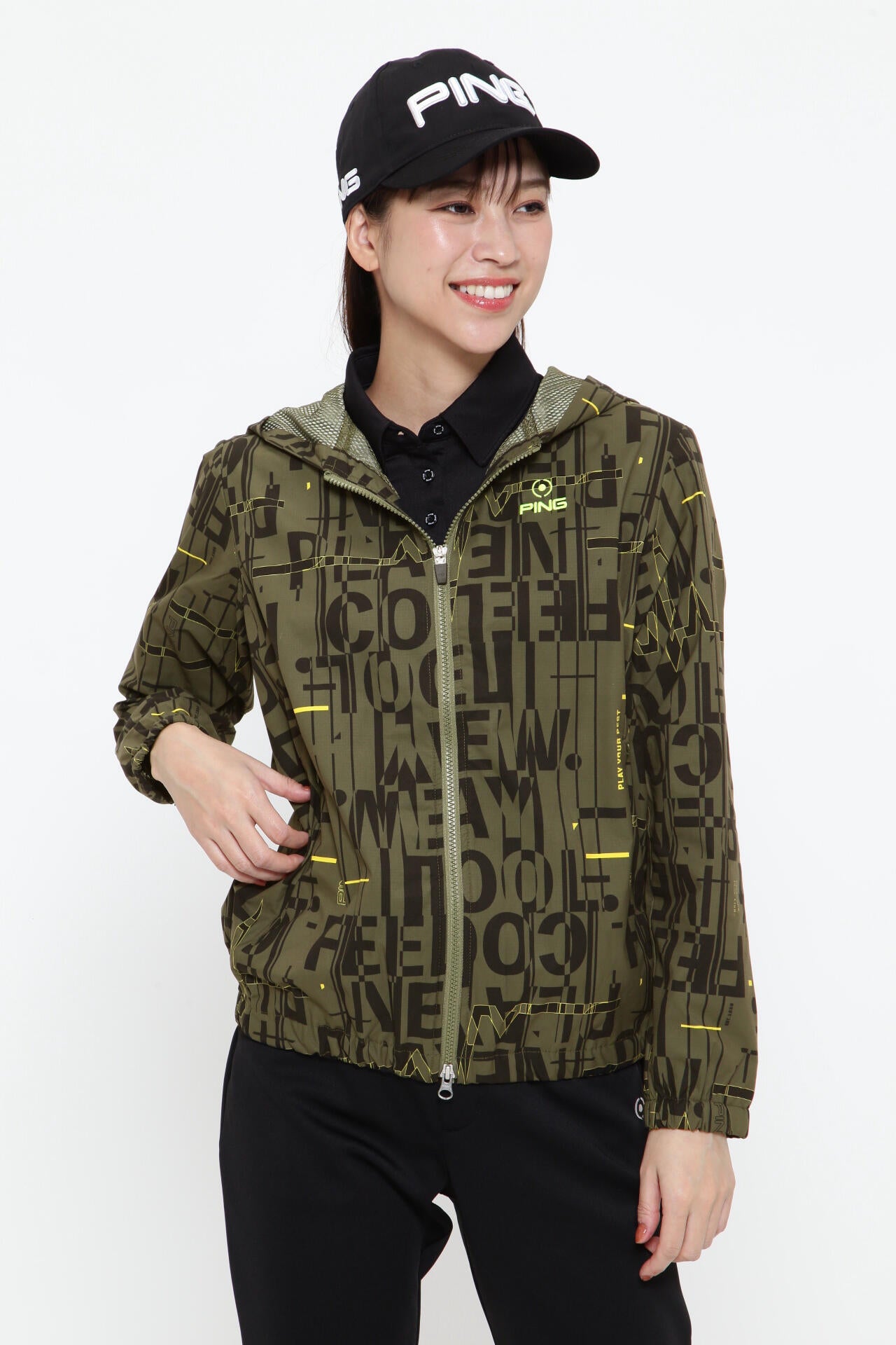 【PING APPAREL】デジタルノイズプリントリップ撥水総裏メッシュフーディブルゾン ＜PERFORMANCE＞ (LADIES)