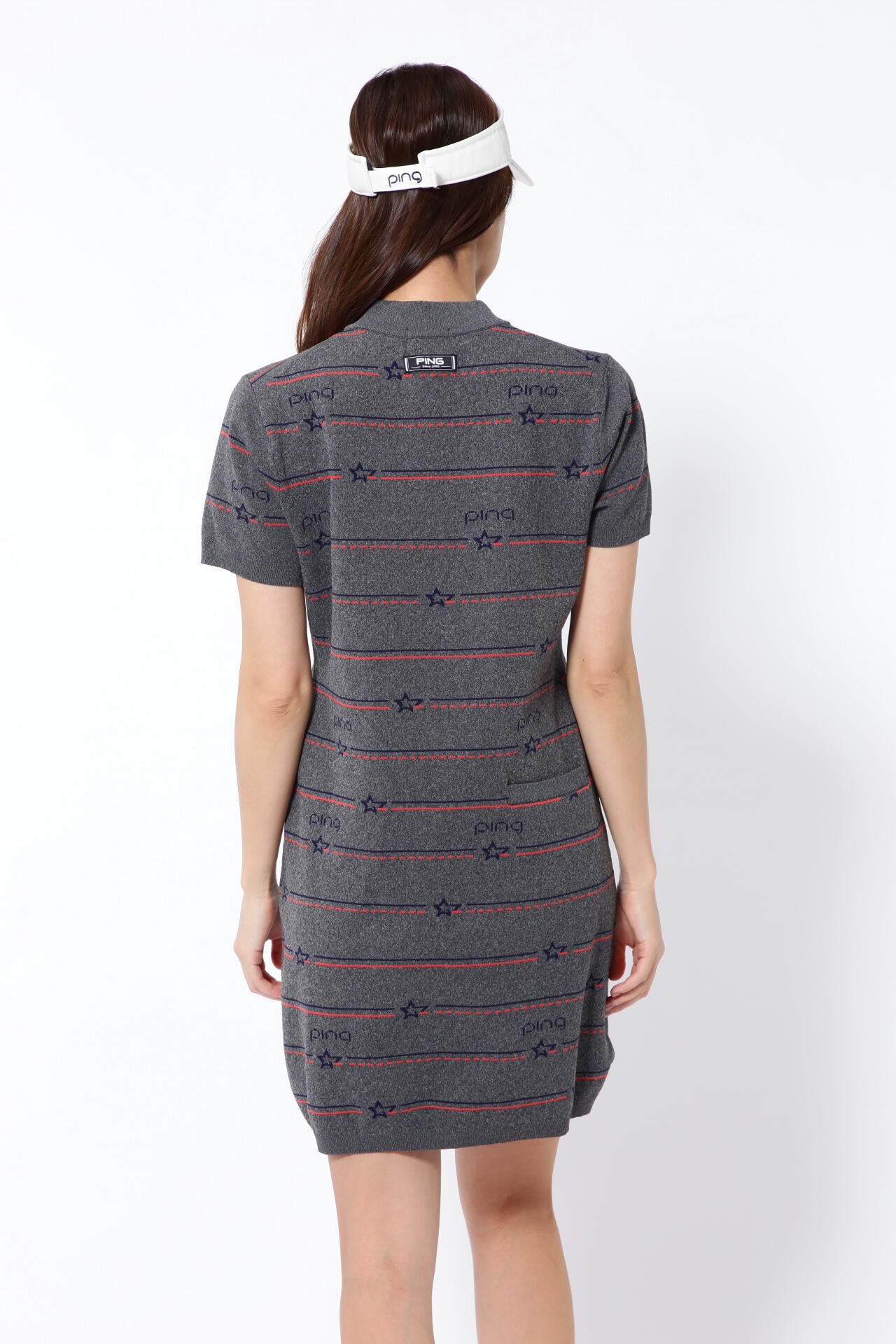 【PING APPAREL】アリゾナボーダージャガードモックネックニットワンピース ＜NATIVE＞ (LADIES)